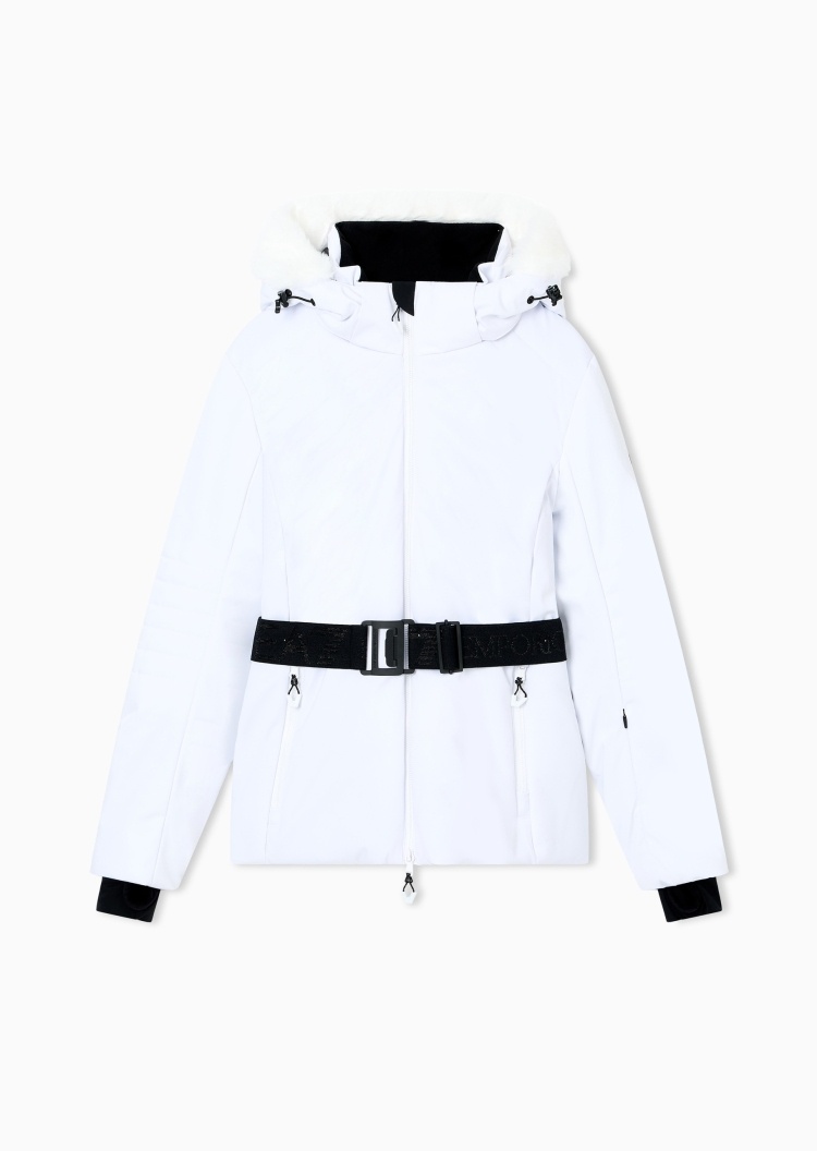 EA7 女士长袖连帽收腰保暖滑雪工装夹克棉服外套