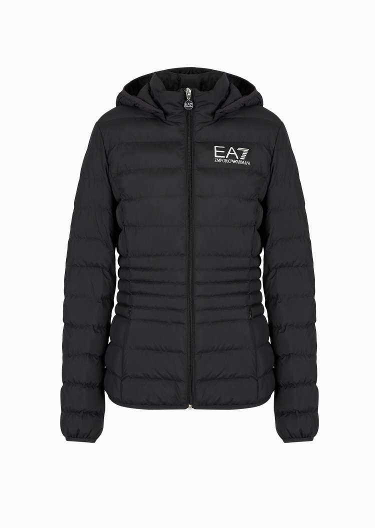 EA7 女士轻薄短款可拆连帽健身训练户外棉服