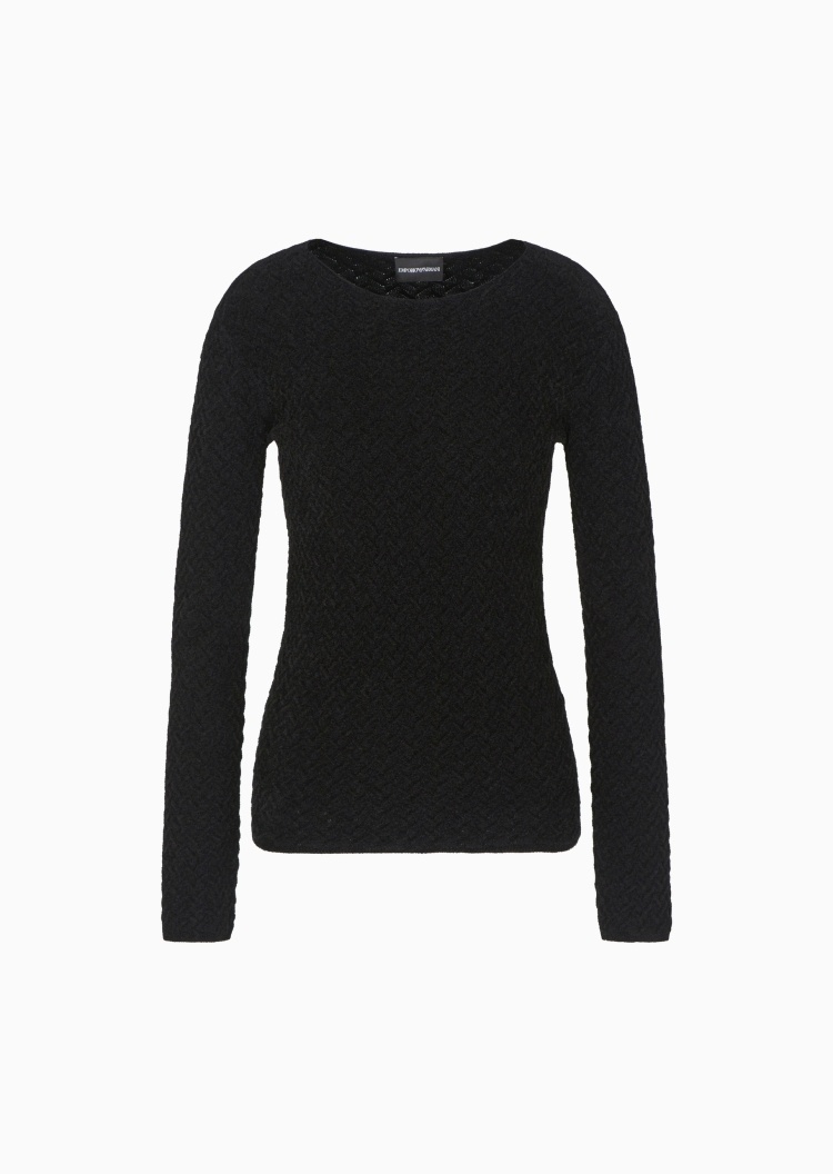 Emporio Armani 女士圆领混纺修身休闲套头针织衫