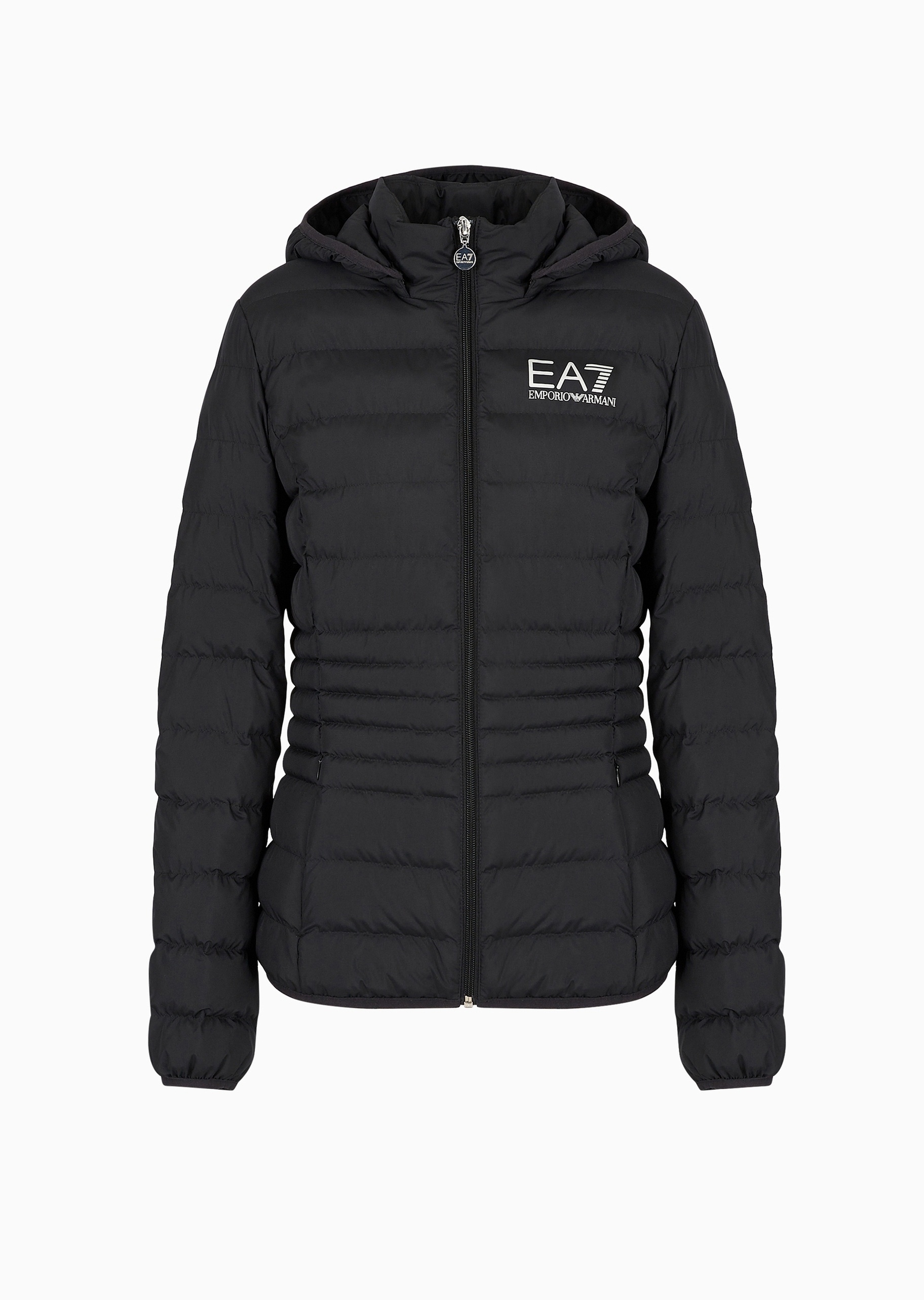 EA7 女士轻薄短款可拆连帽健身训练户外棉服