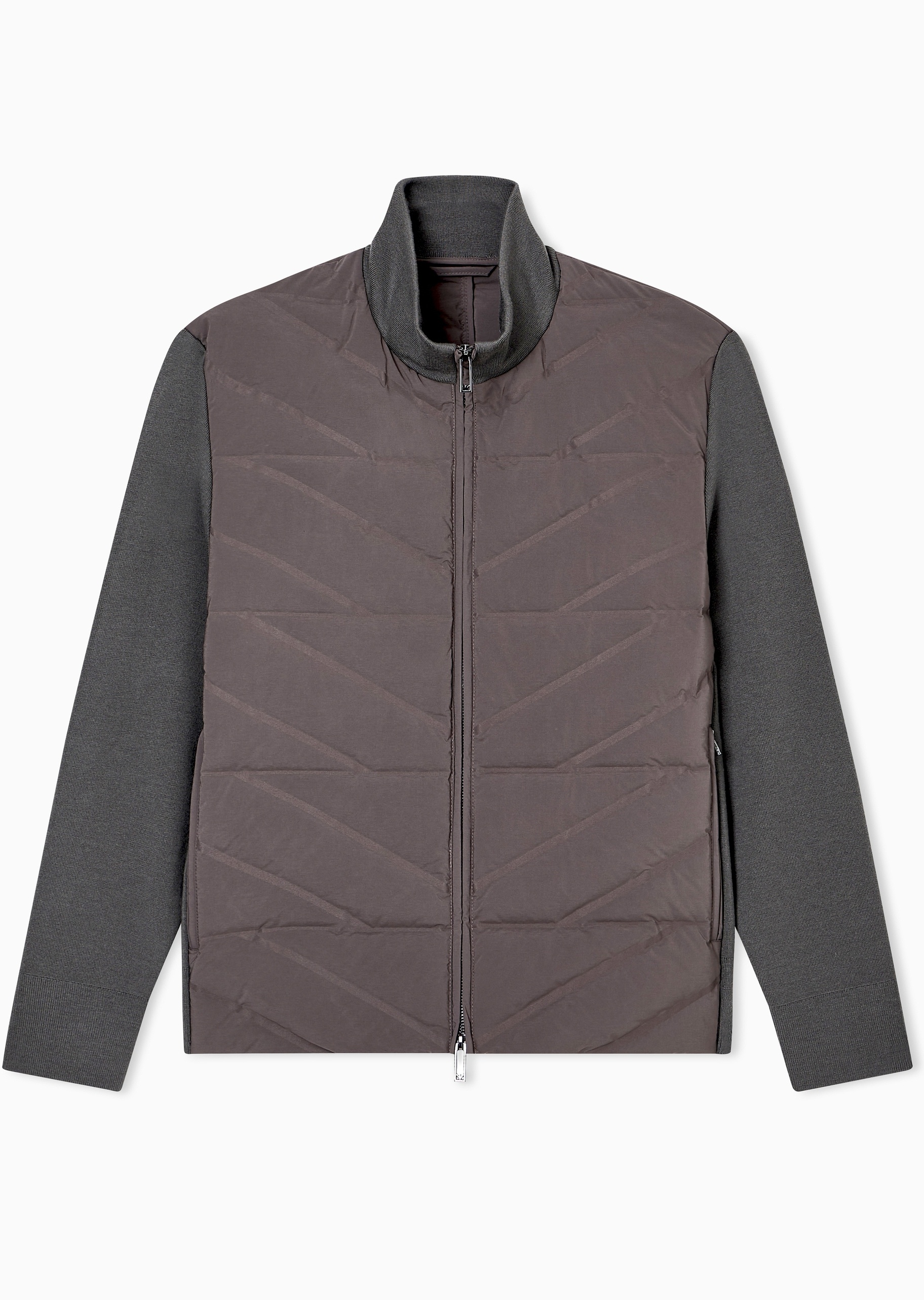 Emporio Armani 男士短款轻薄长袖立领假两件拉链门襟羽绒服