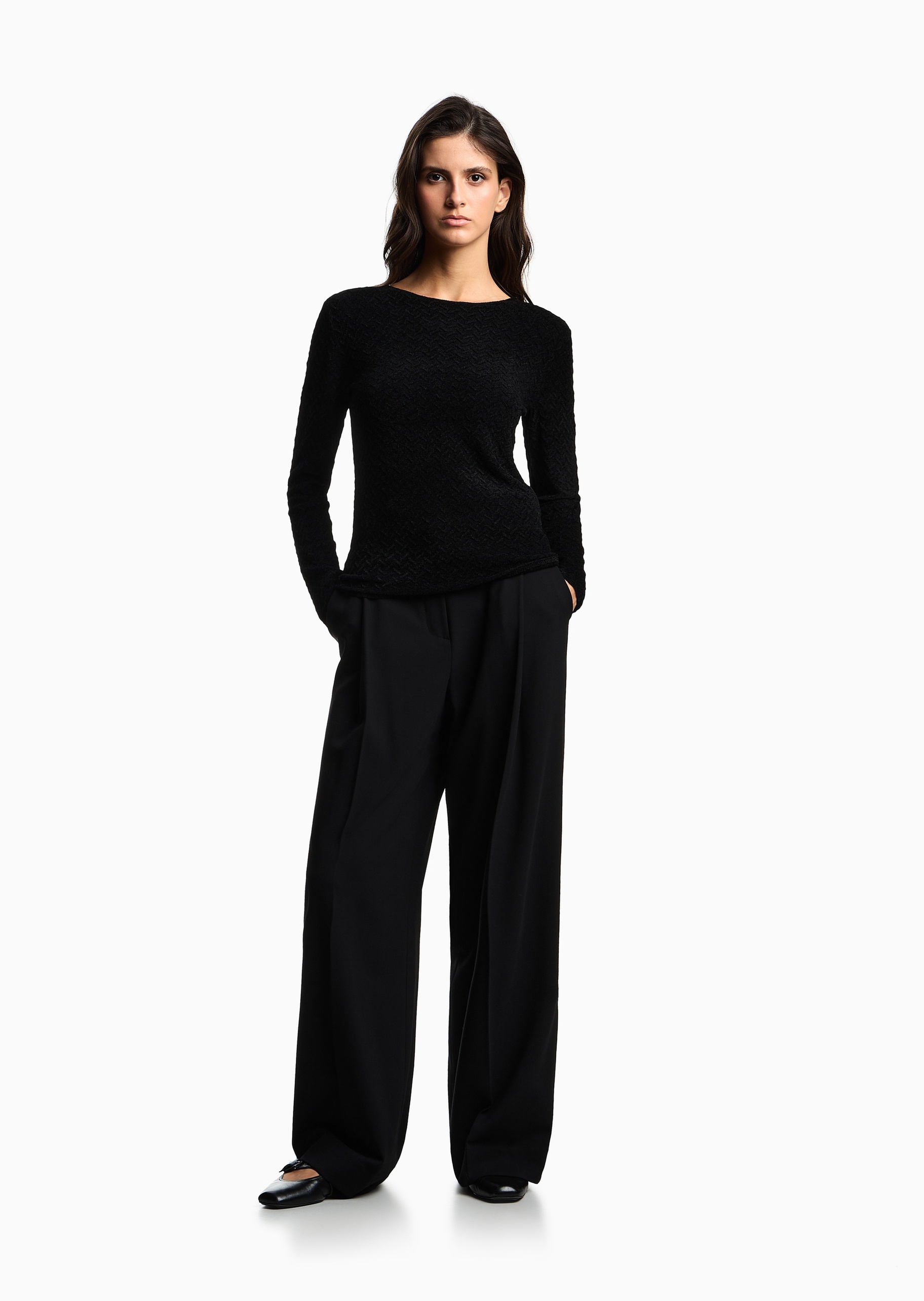 Emporio Armani 女士圆领混纺修身休闲套头针织衫