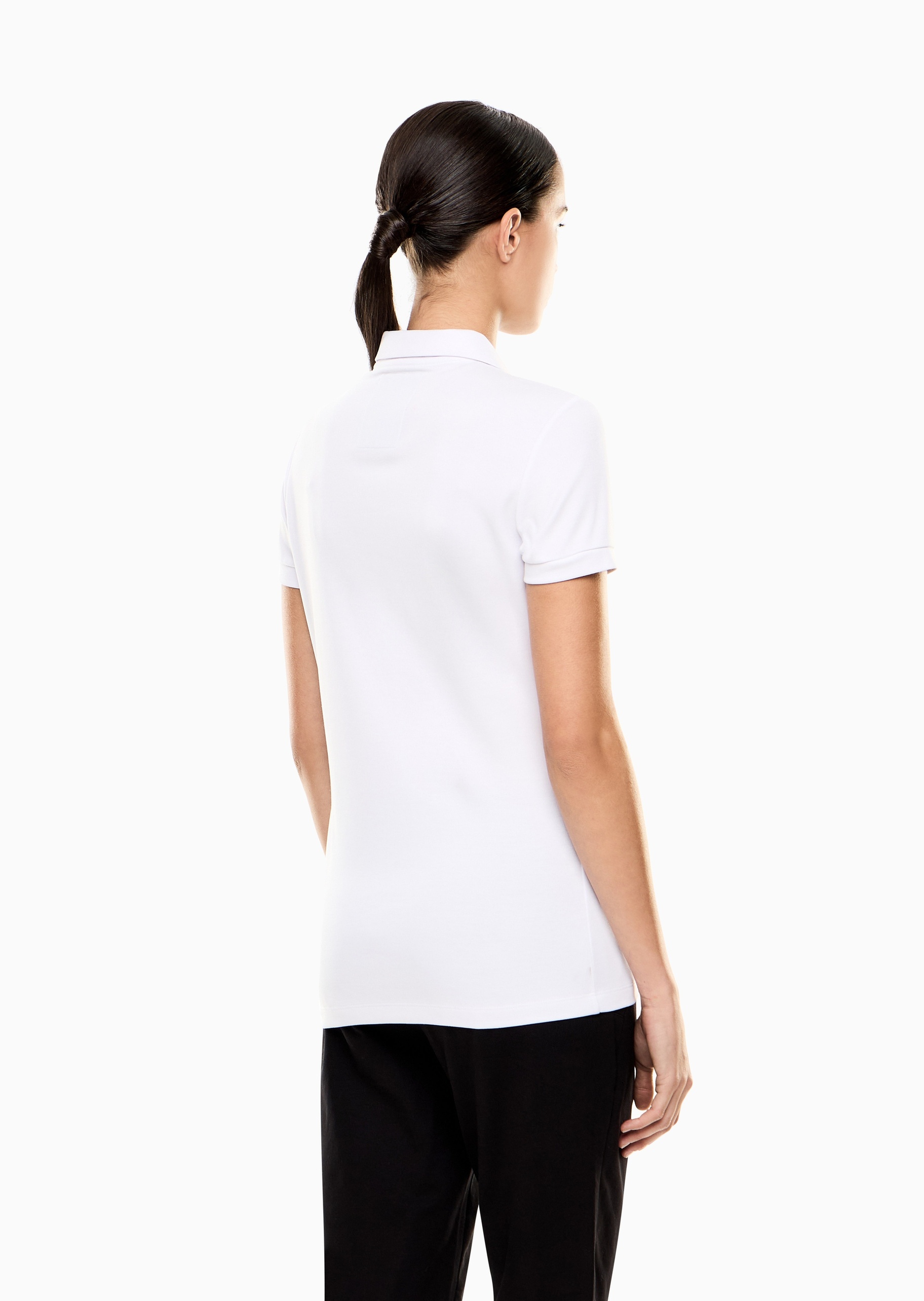 EA7 女士短袖翻领系列标识贴片Polo衫