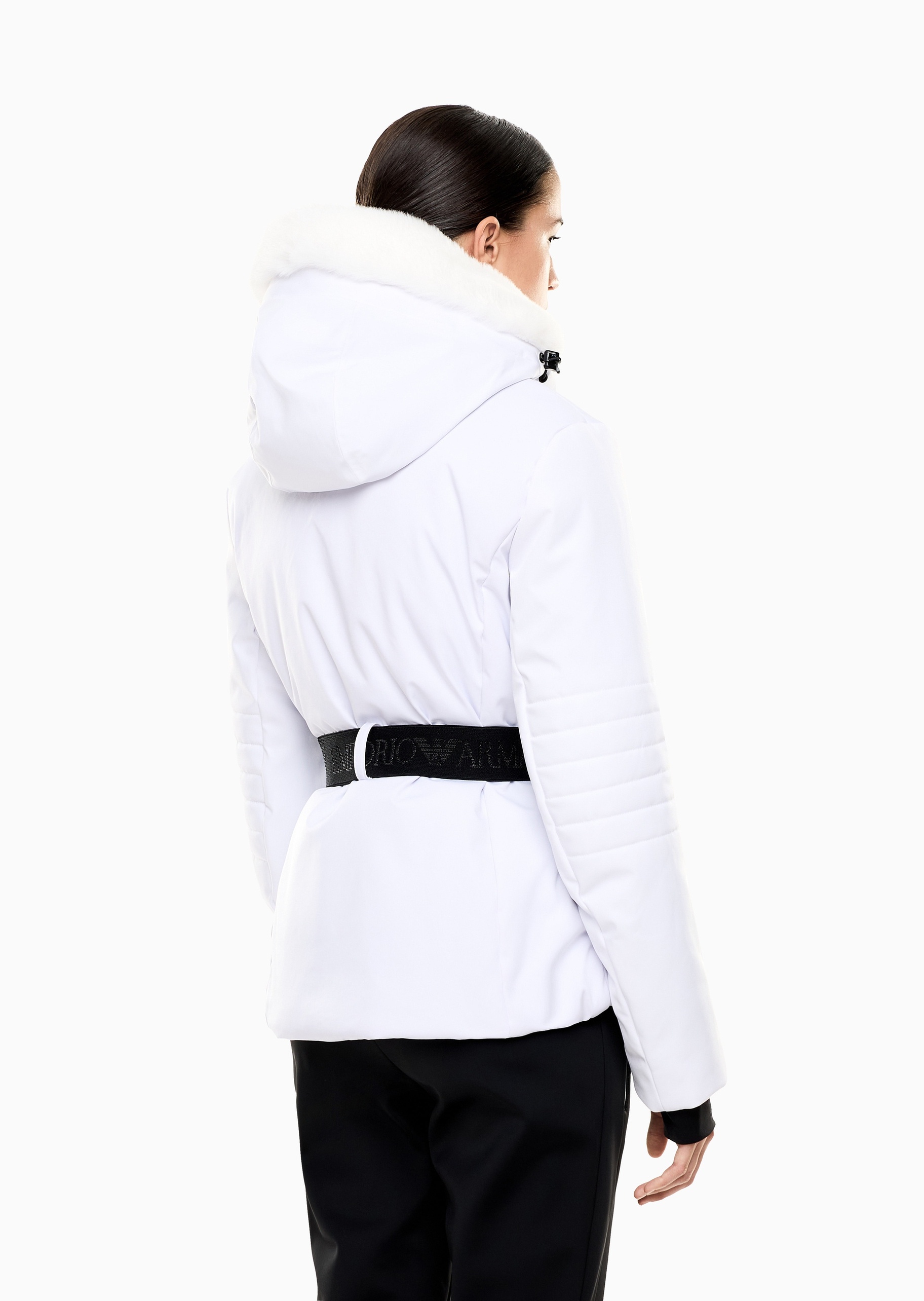 EA7 女士长袖连帽收腰保暖滑雪工装夹克棉服外套