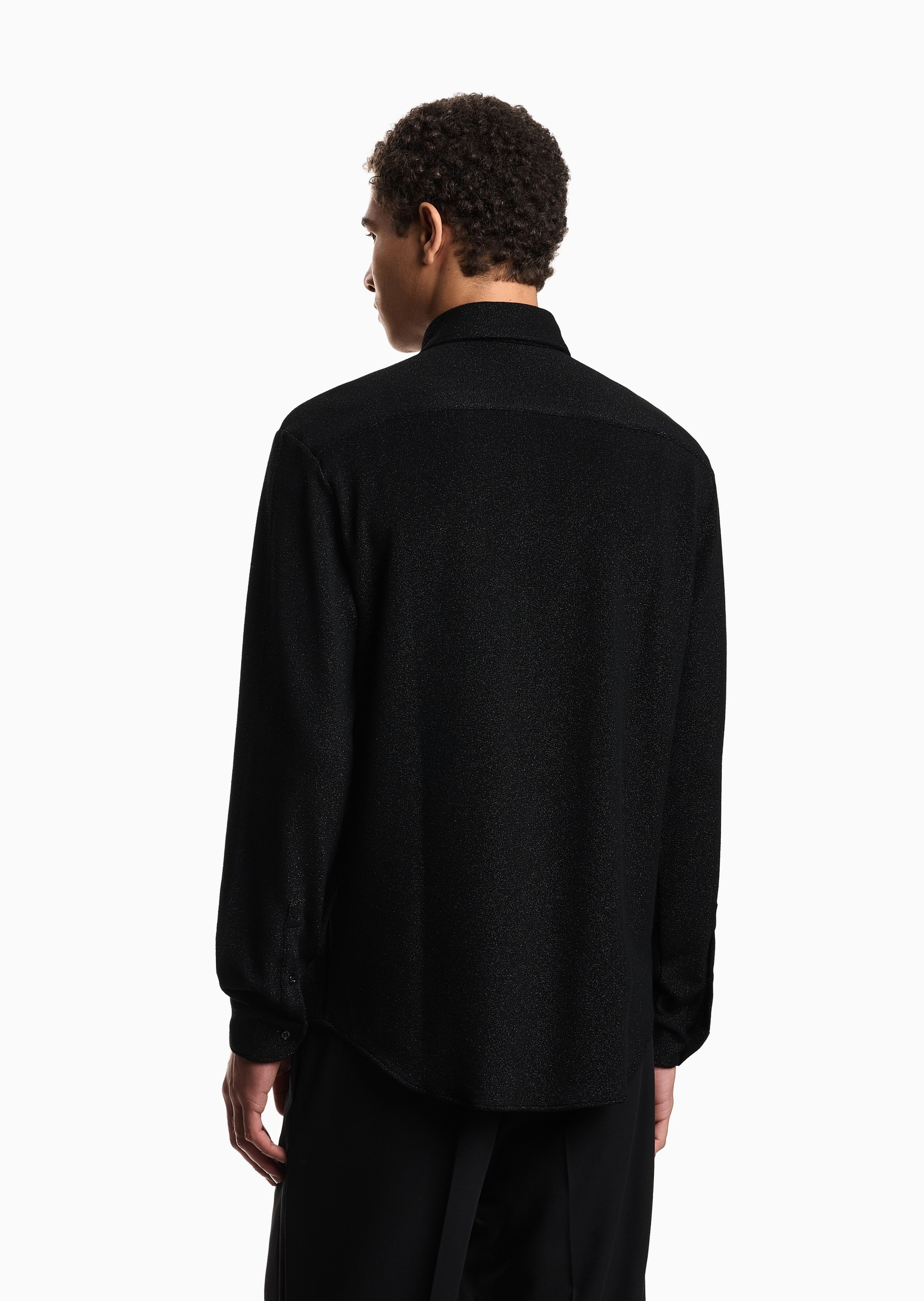 Emporio Armani 男士秀场同款翻领长袖休闲通勤人夫感衬衫