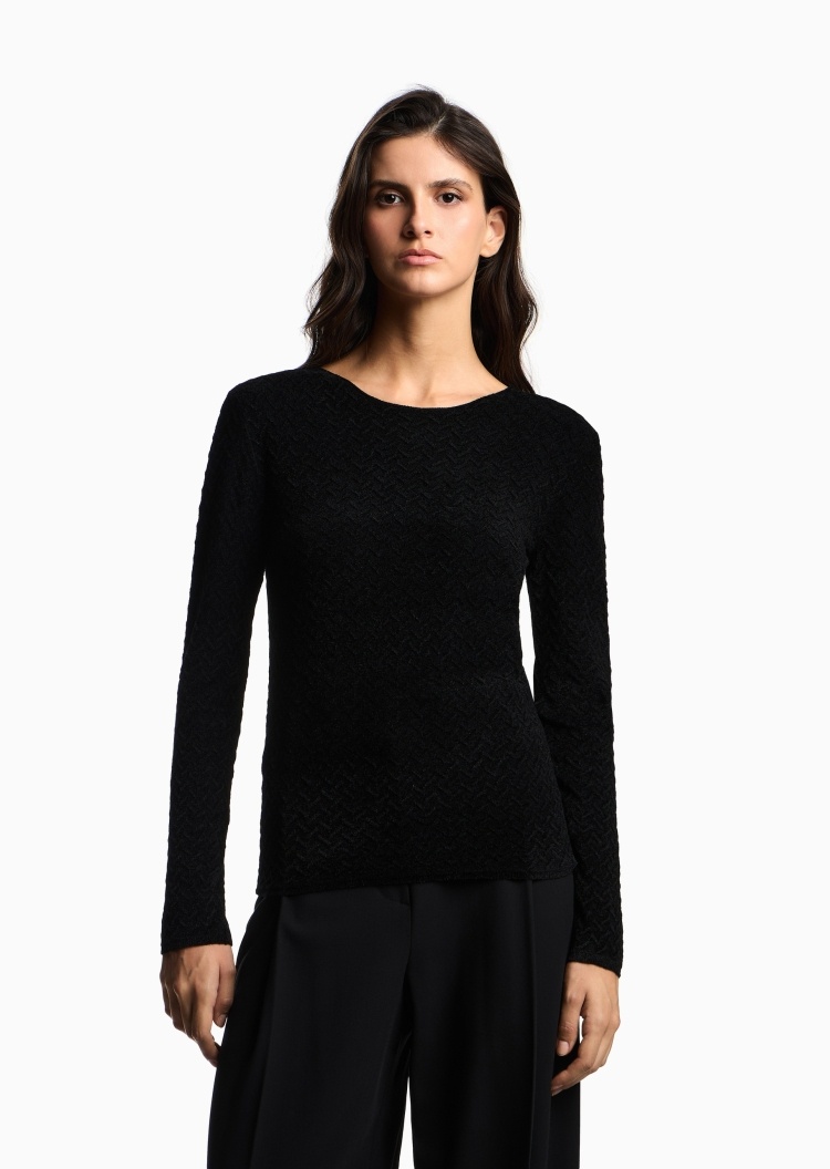 Emporio Armani 女士圆领混纺修身休闲套头针织衫