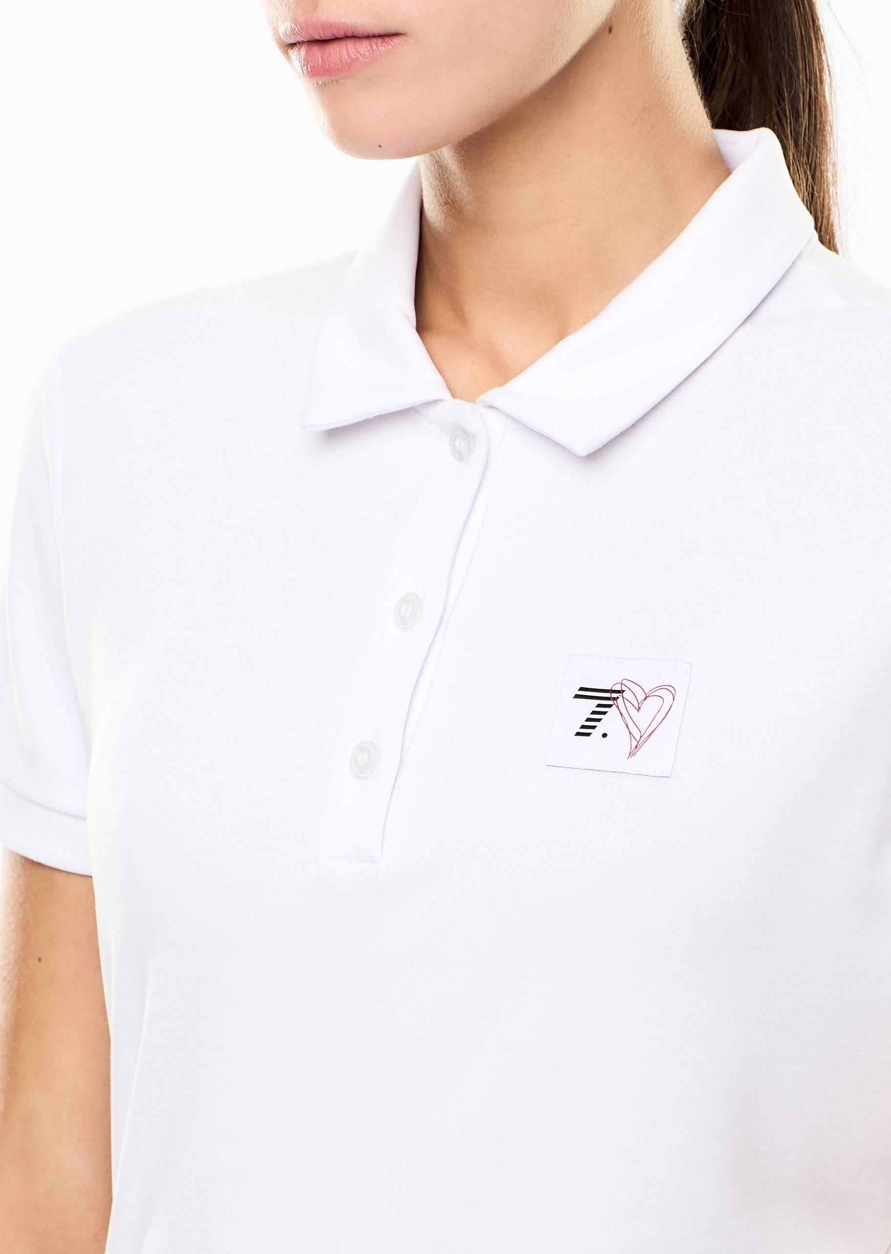 EA7 女士短袖翻领系列标识贴片Polo衫