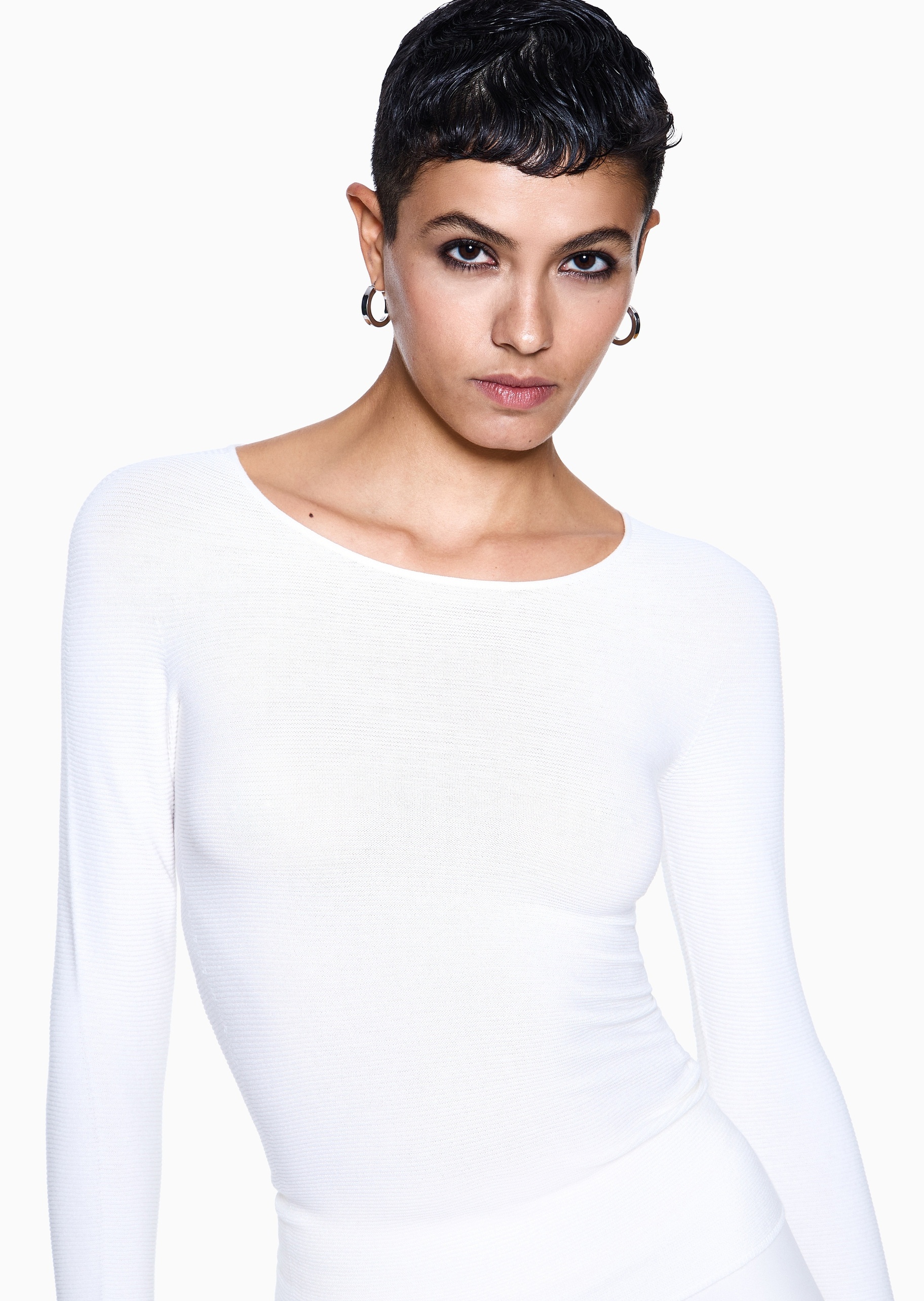 Giorgio Armani 女士圆领修身商务休闲通勤老钱风套头针织衫