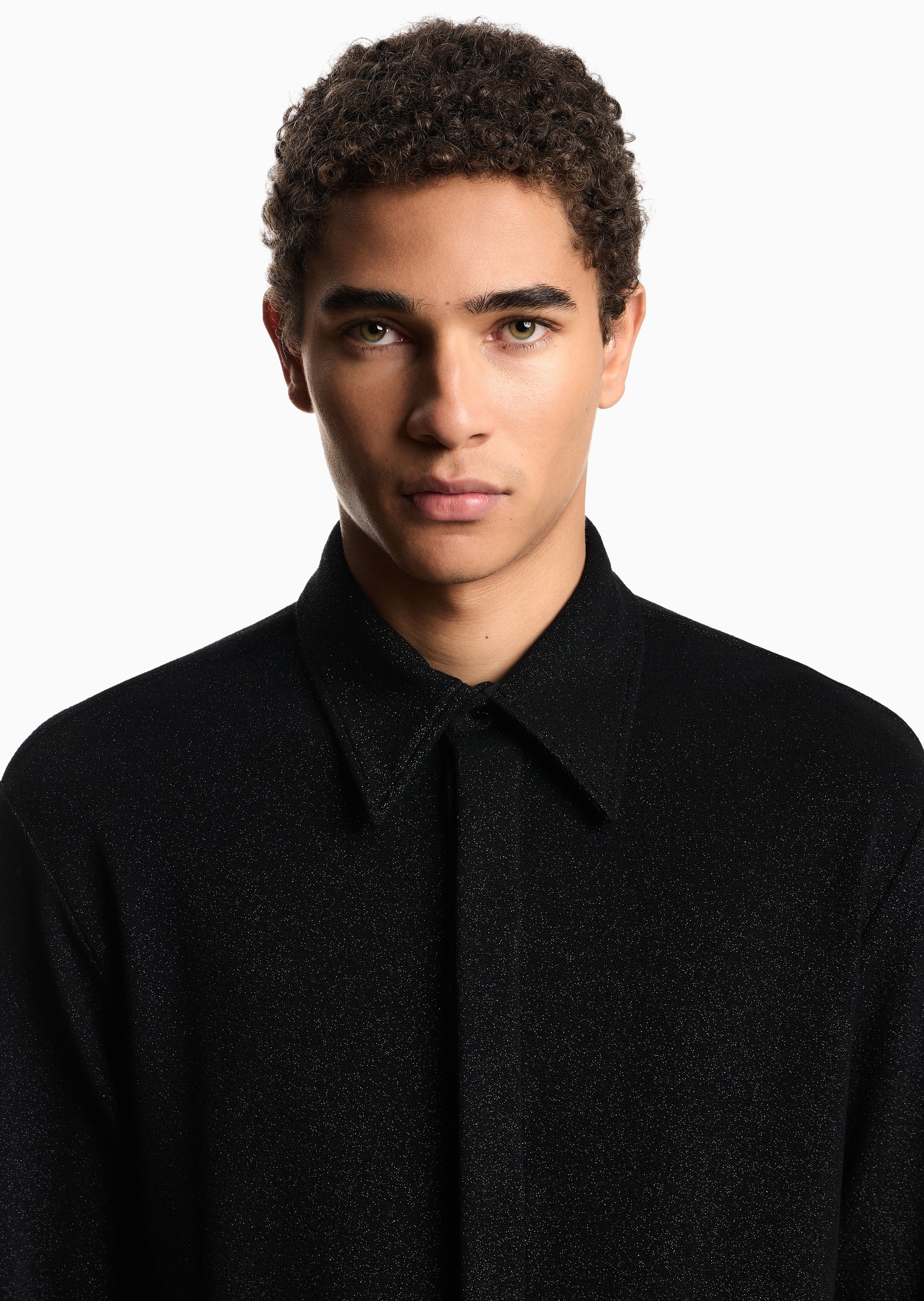 Emporio Armani 男士秀场同款翻领长袖休闲通勤人夫感衬衫