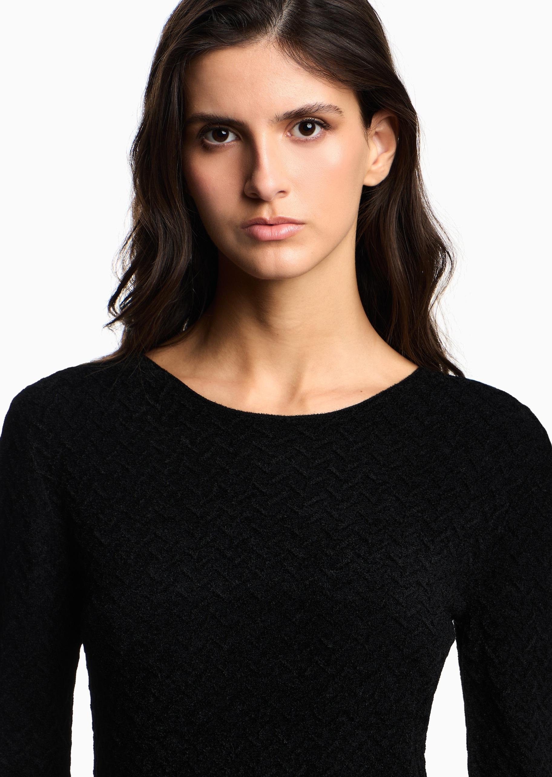 Emporio Armani 女士圆领混纺修身休闲套头针织衫