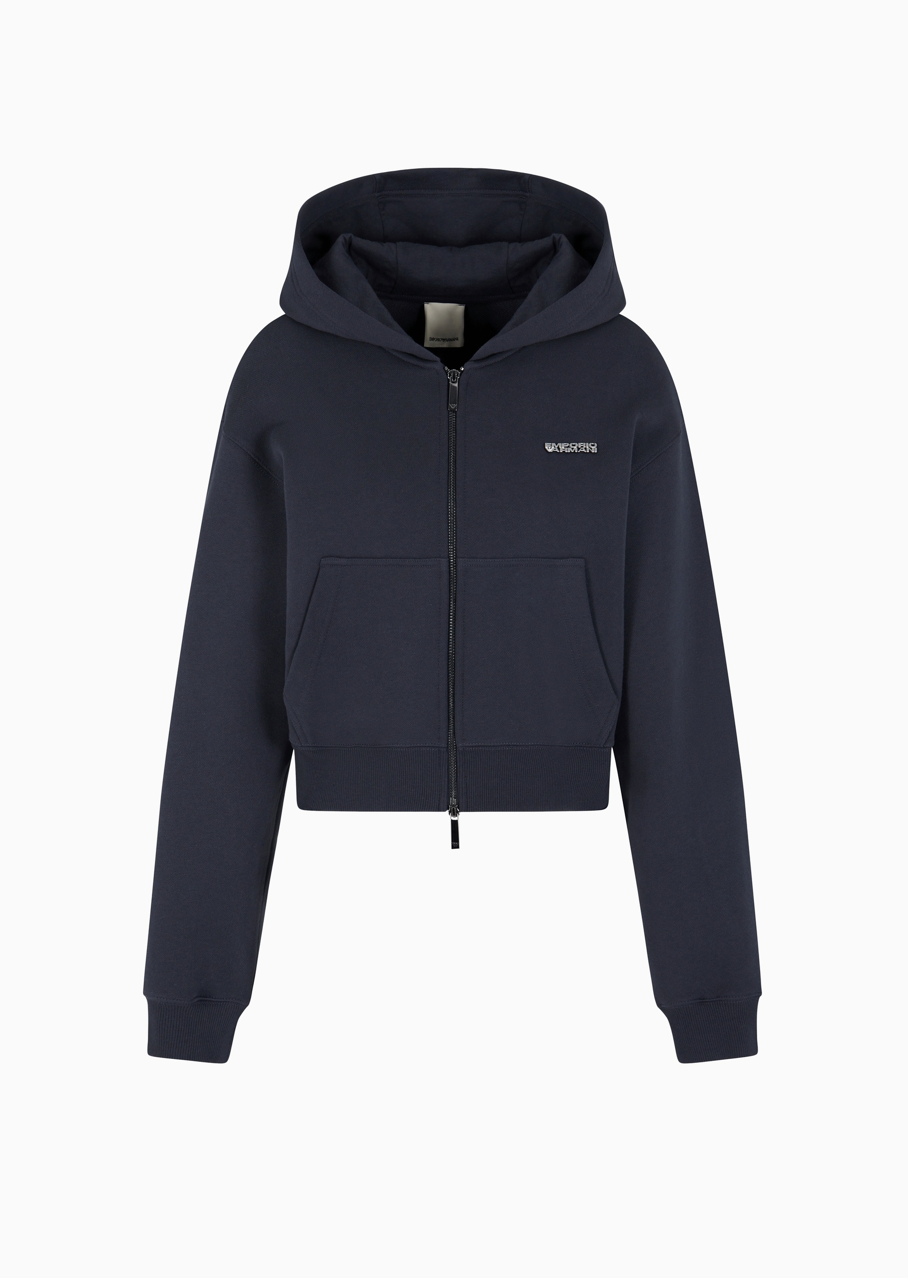 Emporio Armani 女士全棉合身短款连帽开衫卫衣外套