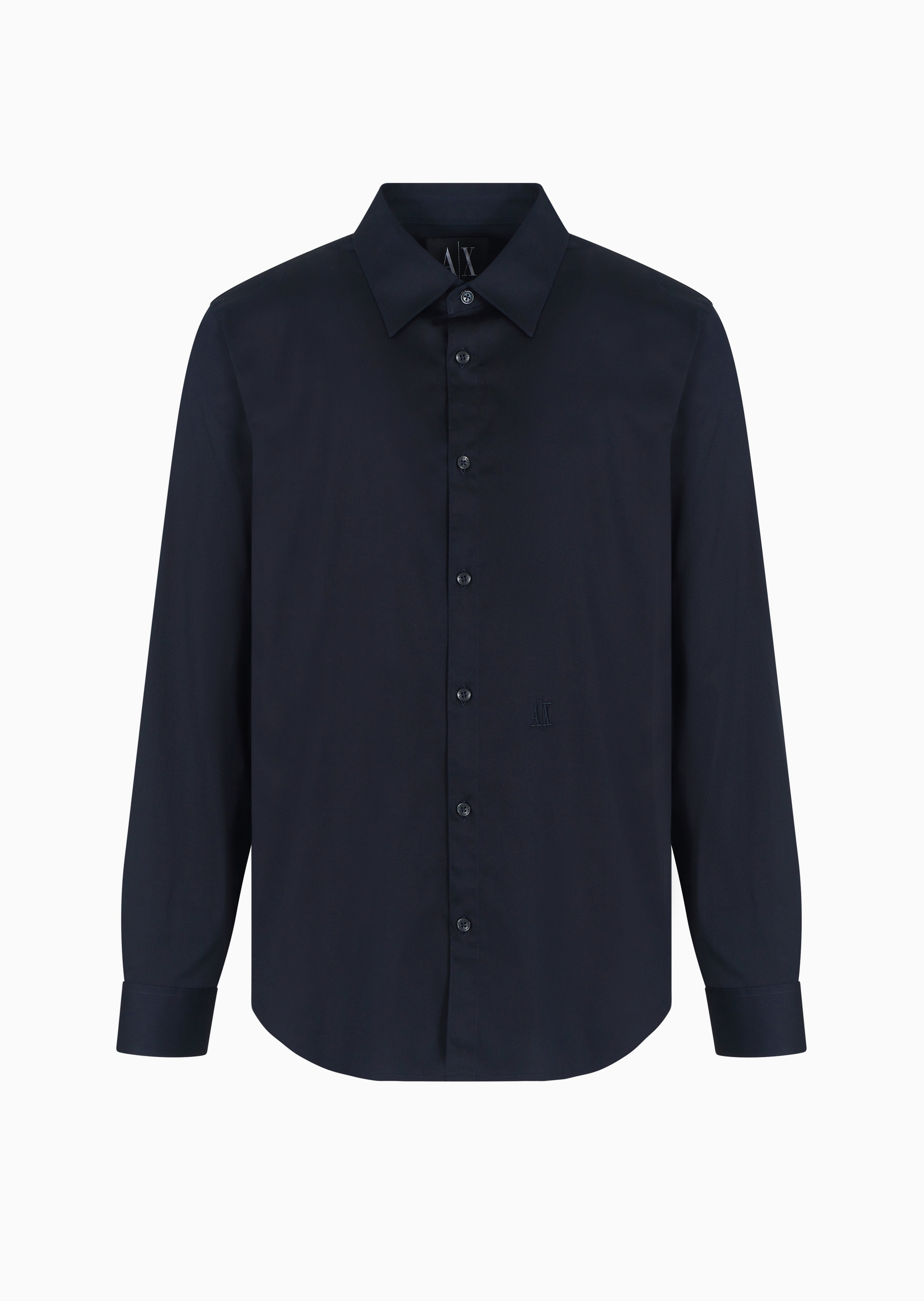 ARMANI EXCHANGE 男士纯棉微弹合身长袖翻领经典纯色衬衫