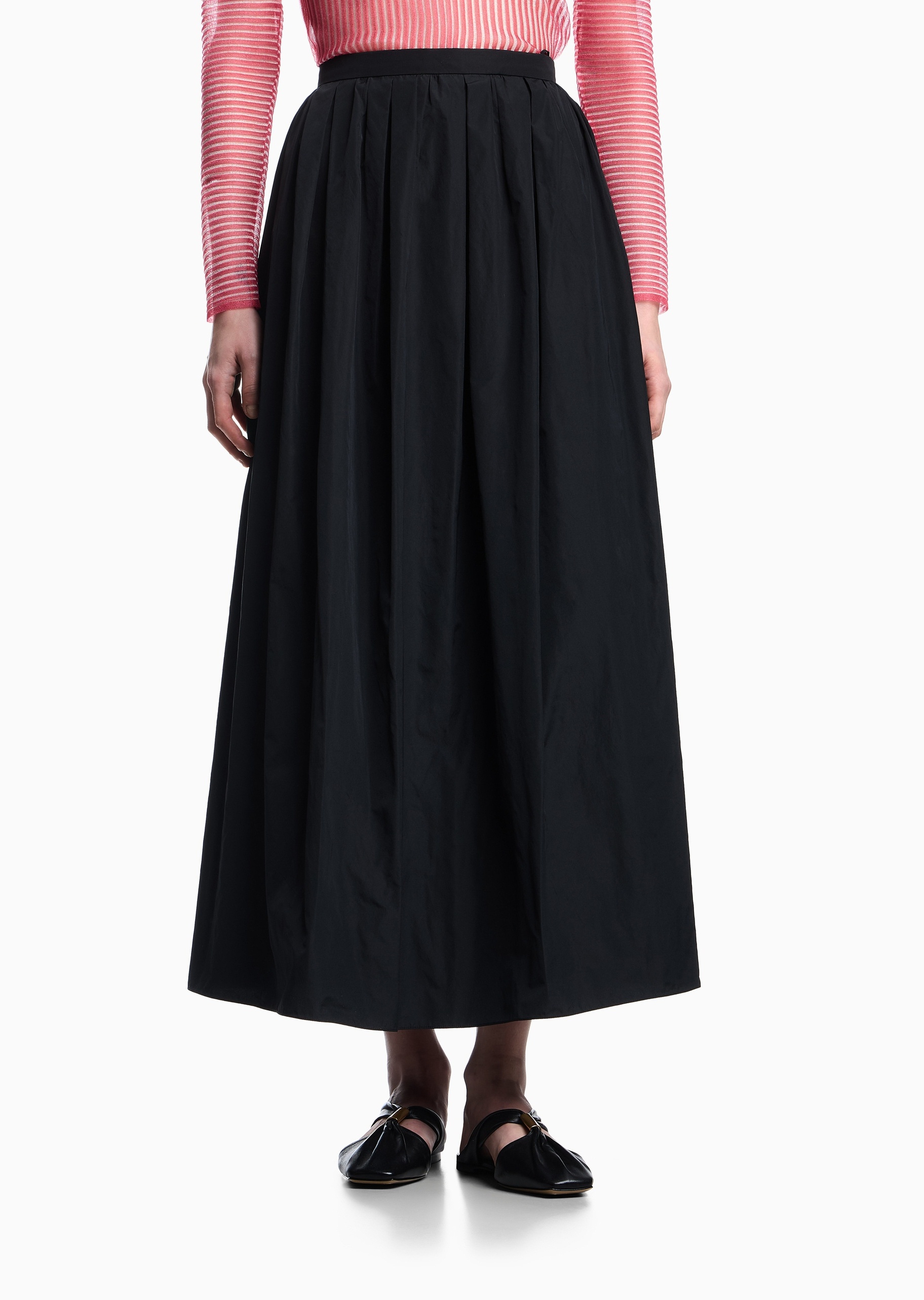 Emporio Armani 女士长款伞形捏褶优雅气质半身裙