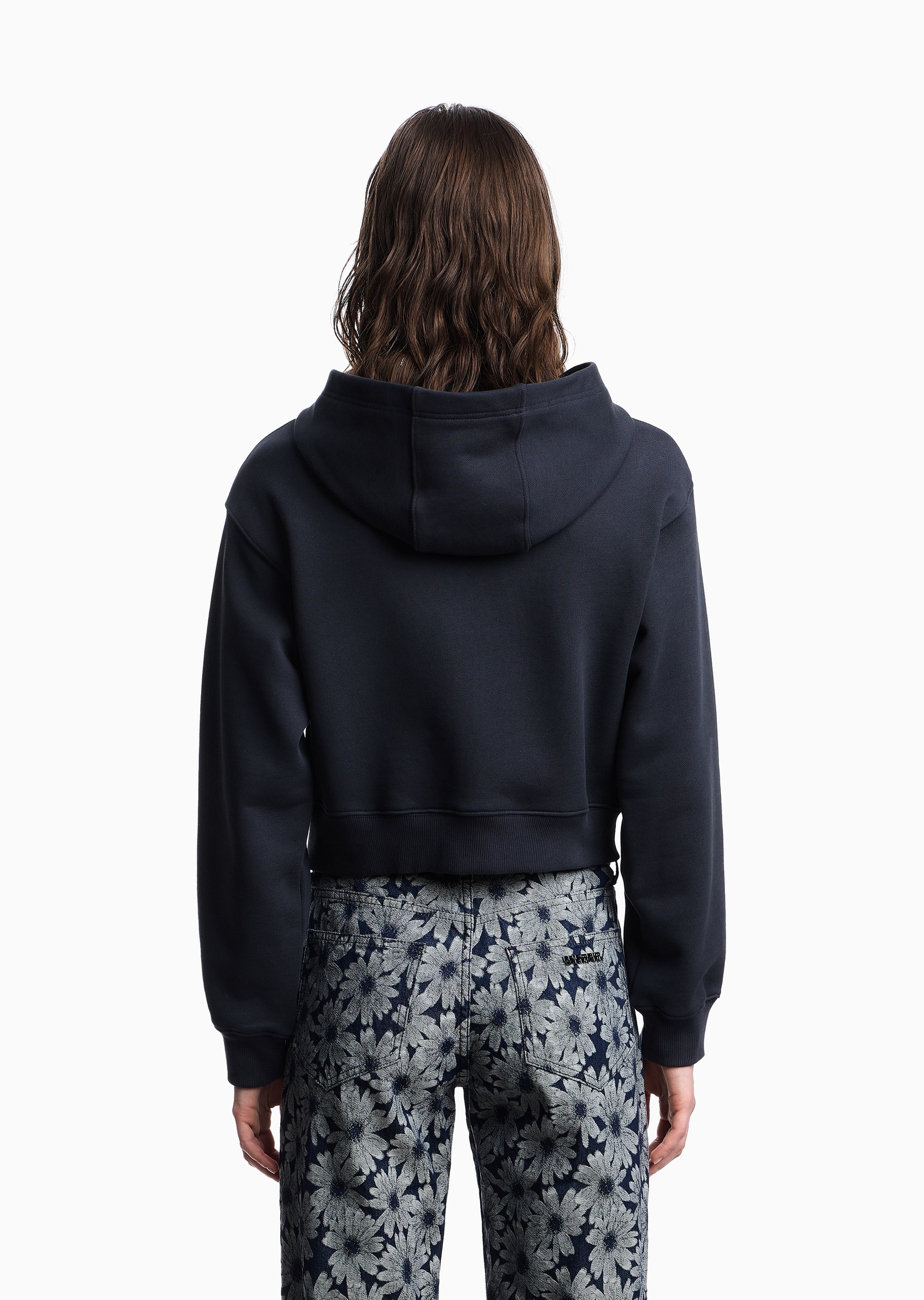 Emporio Armani 女士全棉合身短款连帽开衫卫衣外套