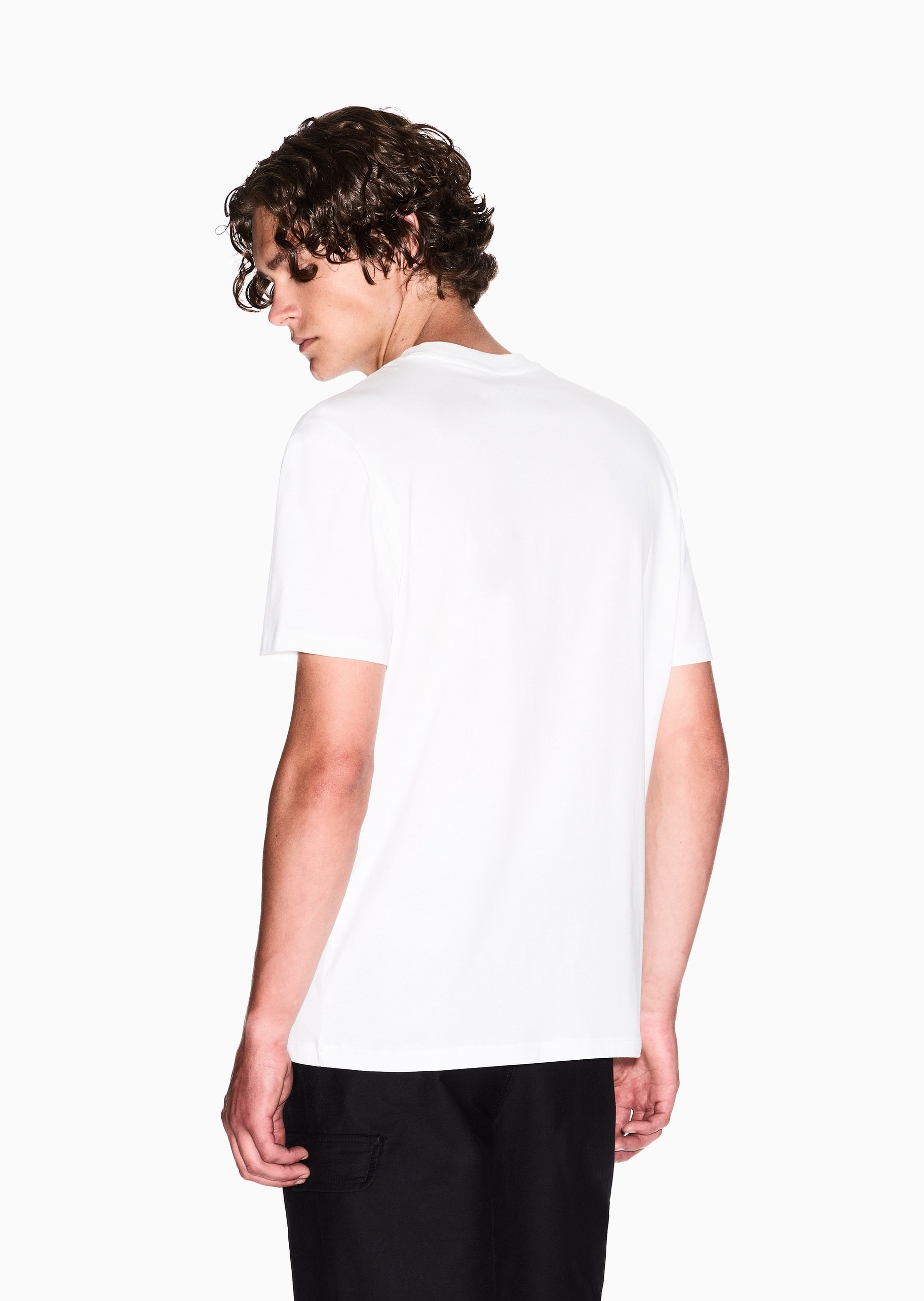 ARMANI EXCHANGE 男士全棉合身短袖圆领正肩标识刺绣T恤