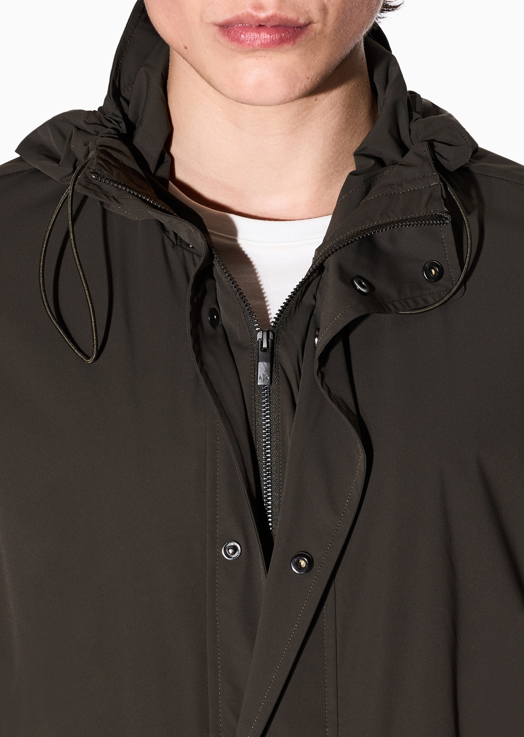 ARMANI EXCHANGE 男士长袖连帽双层门襟休闲纯色夹克