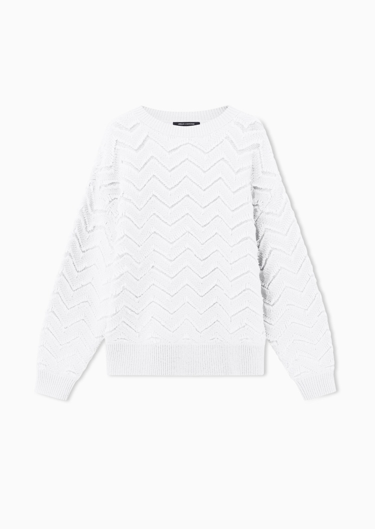 ARMANI EXCHANGE 女士羊毛混纺宽松圆领条纹套头针织毛衣