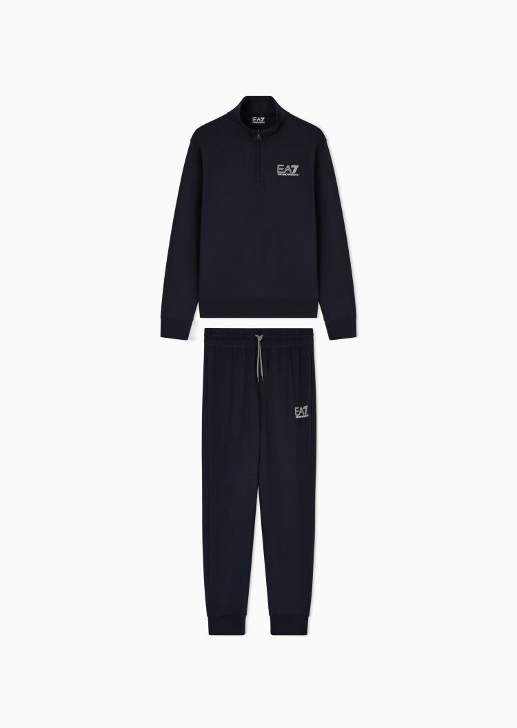 EA7 男士纯棉立领半拉链卫衣卫裤毛圈运动套装