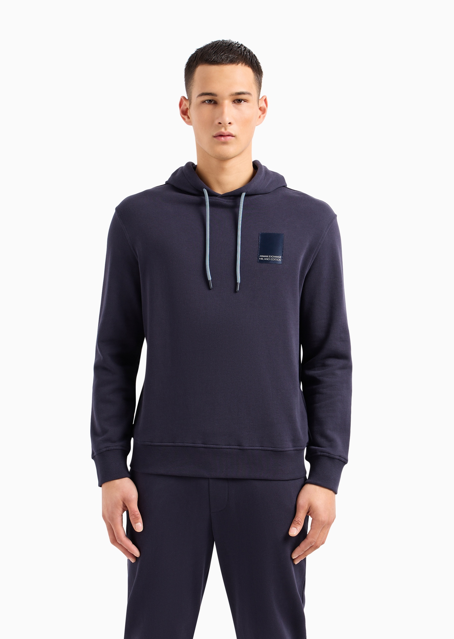 男士全棉重磅合身长袖连帽纯色卫衣| 卫衣-男士| ARMANI EXCHANGE®中国官网