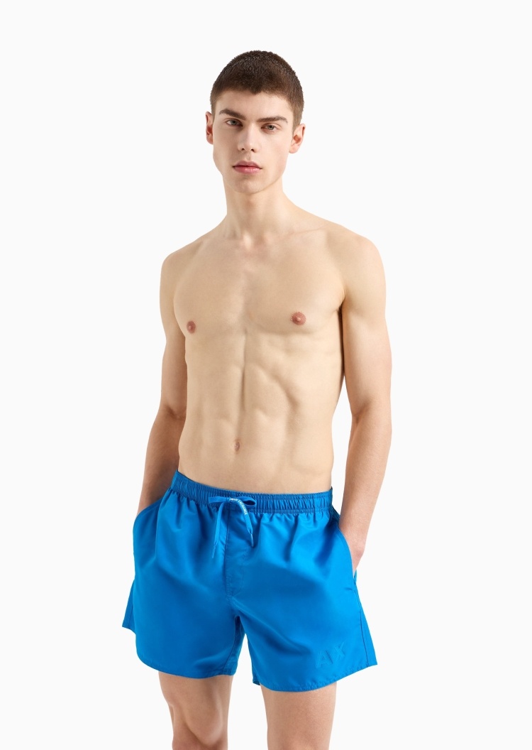 ARMANI EXCHANGE 男士系带腰短款平角纯色休闲沙滩裤