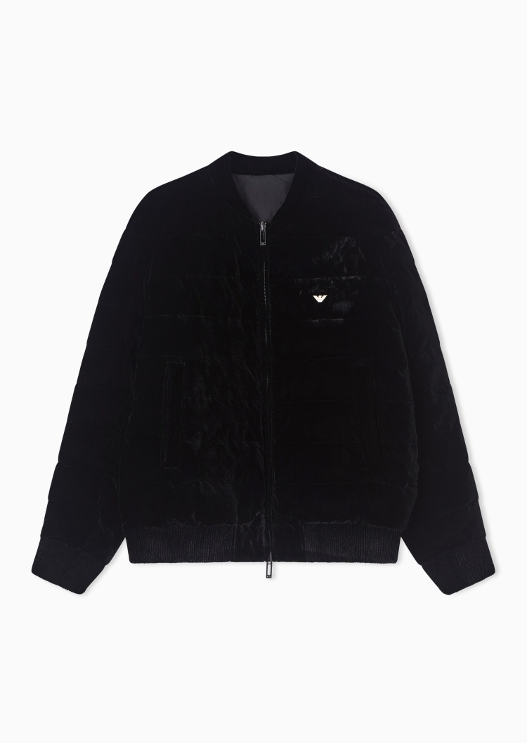 Emporio Armani 男士短款棒球领正反两穿拉链复古羽绒服