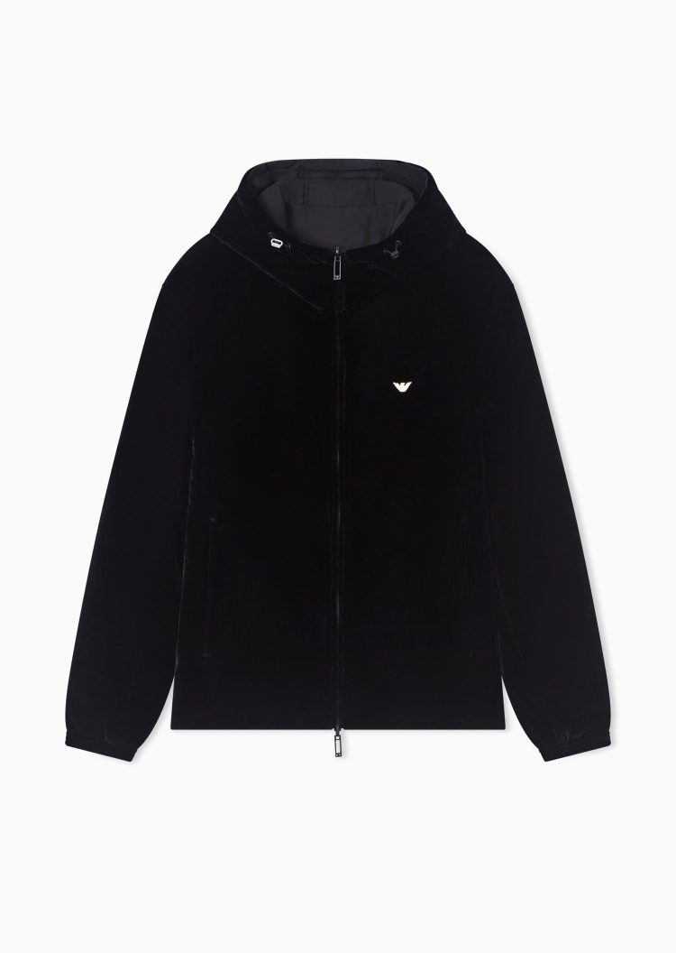 Emporio Armani 男士短款连帽正反两穿拉链复古棉服