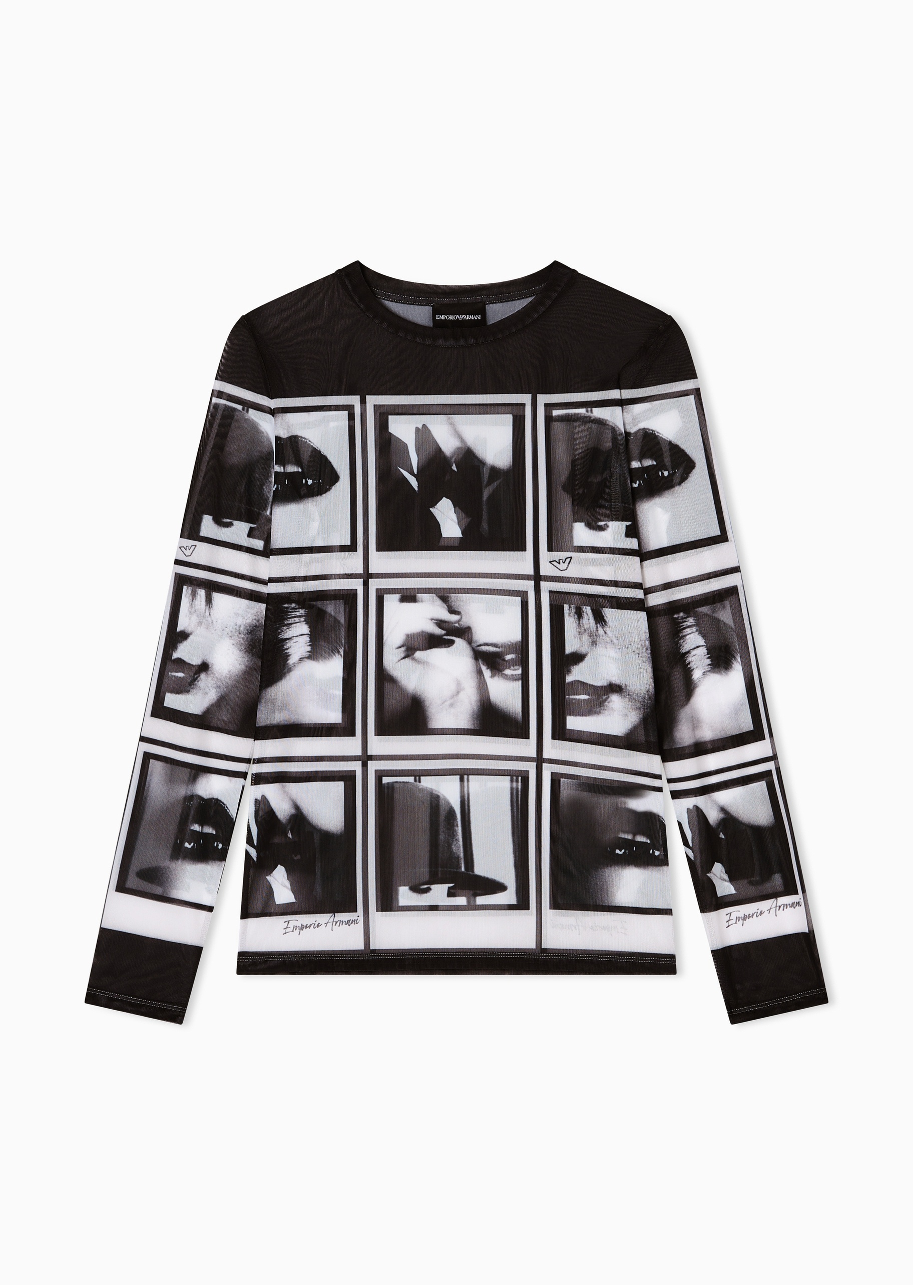 Emporio Armani 女士弹力长袖圆领创意印花潮流个性针织衫