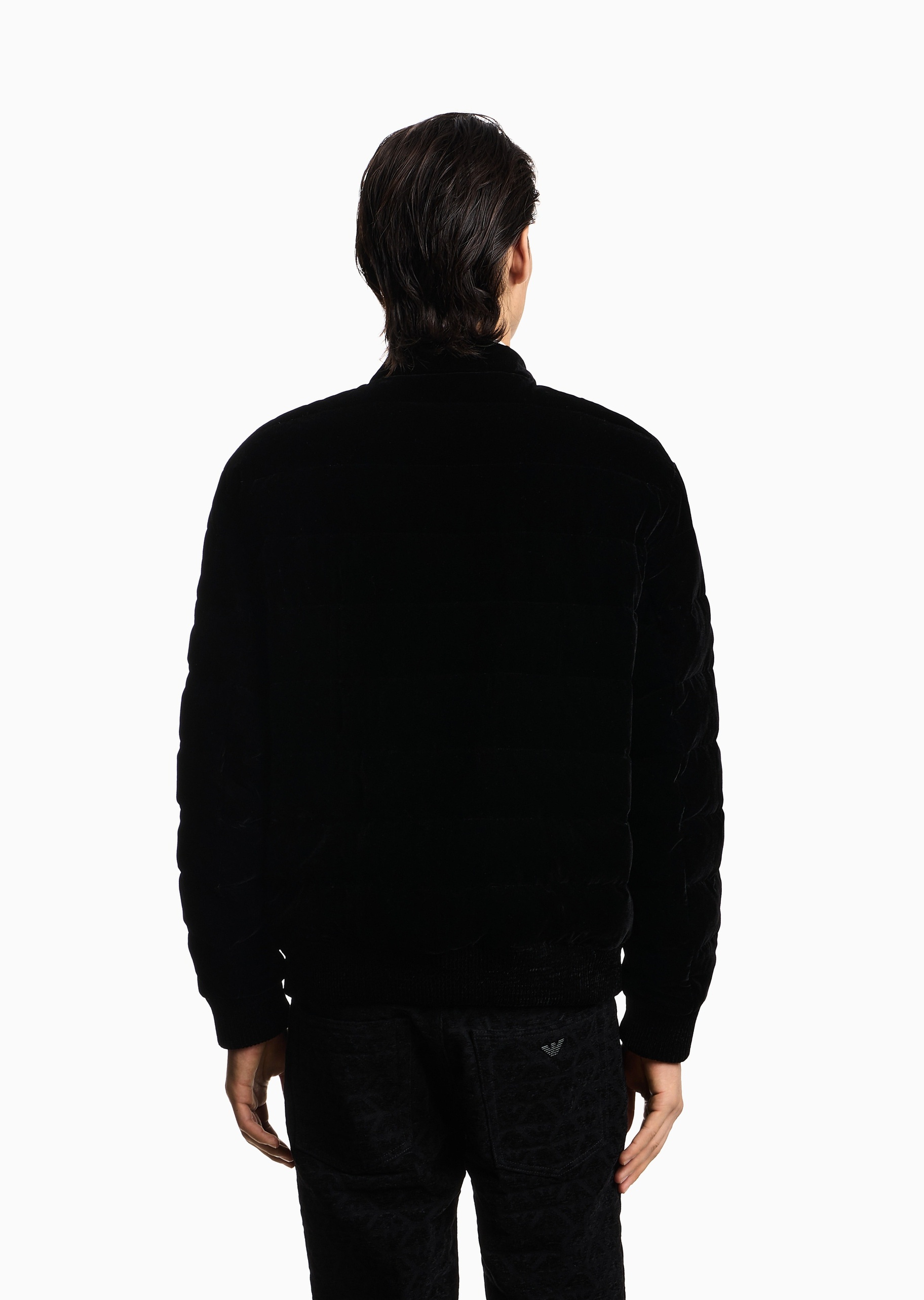 Emporio Armani 男士短款棒球领正反两穿拉链复古羽绒服