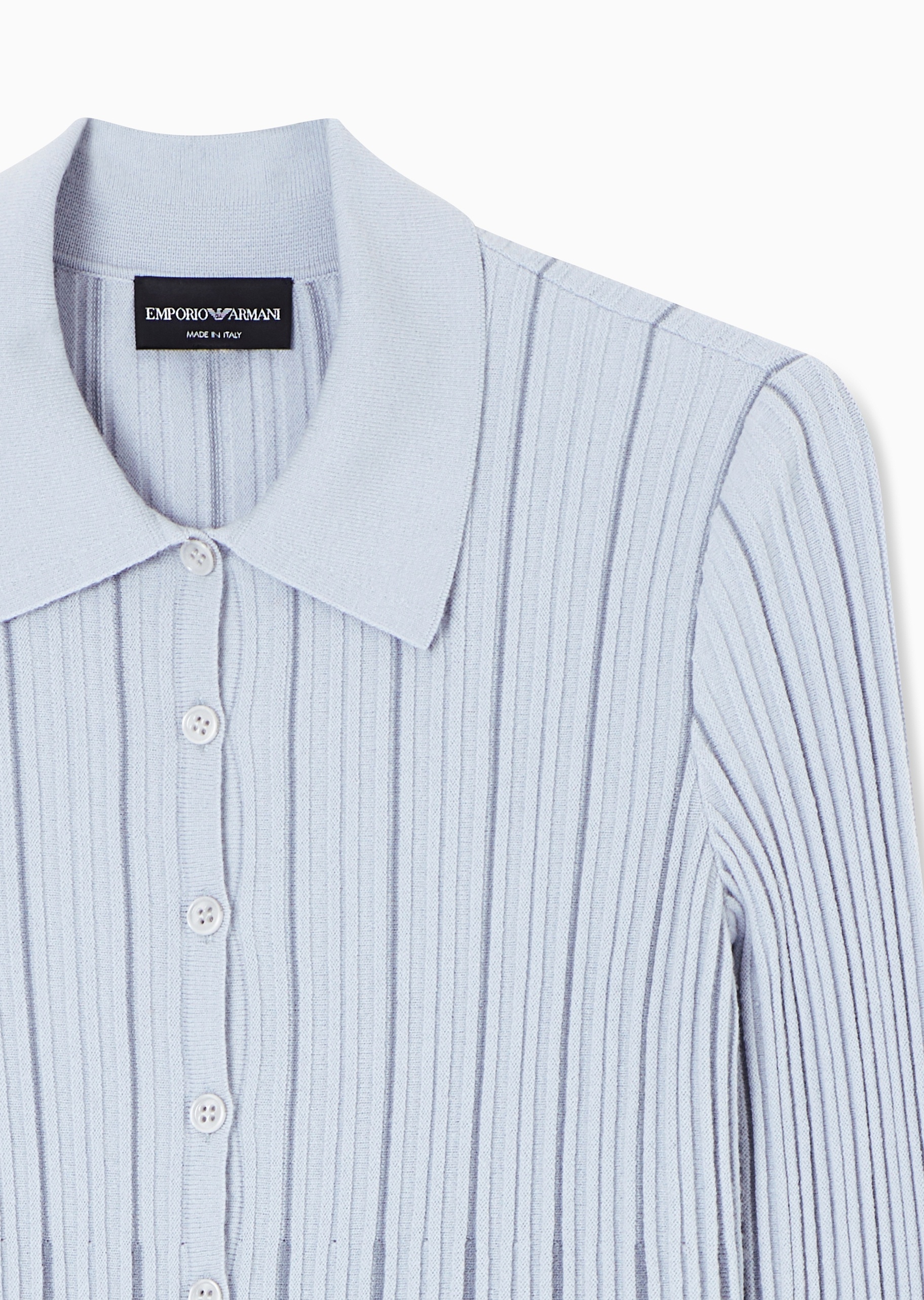 Emporio Armani 女士喇叭长袖翻领褶裥收腰纽扣针织开衫