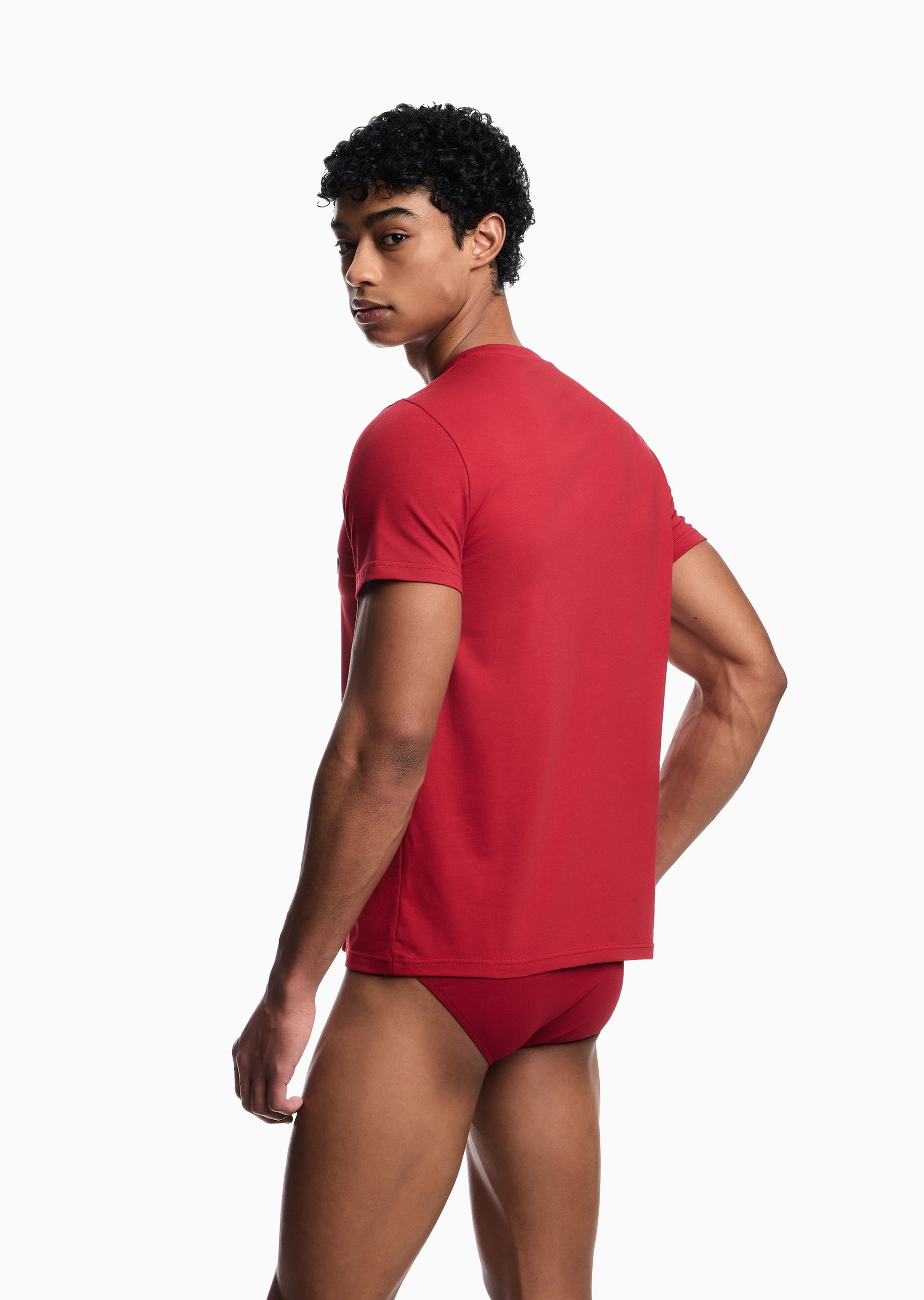 Emporio Armani 男士纯棉弹力合身短袖圆领正肩家居T恤
