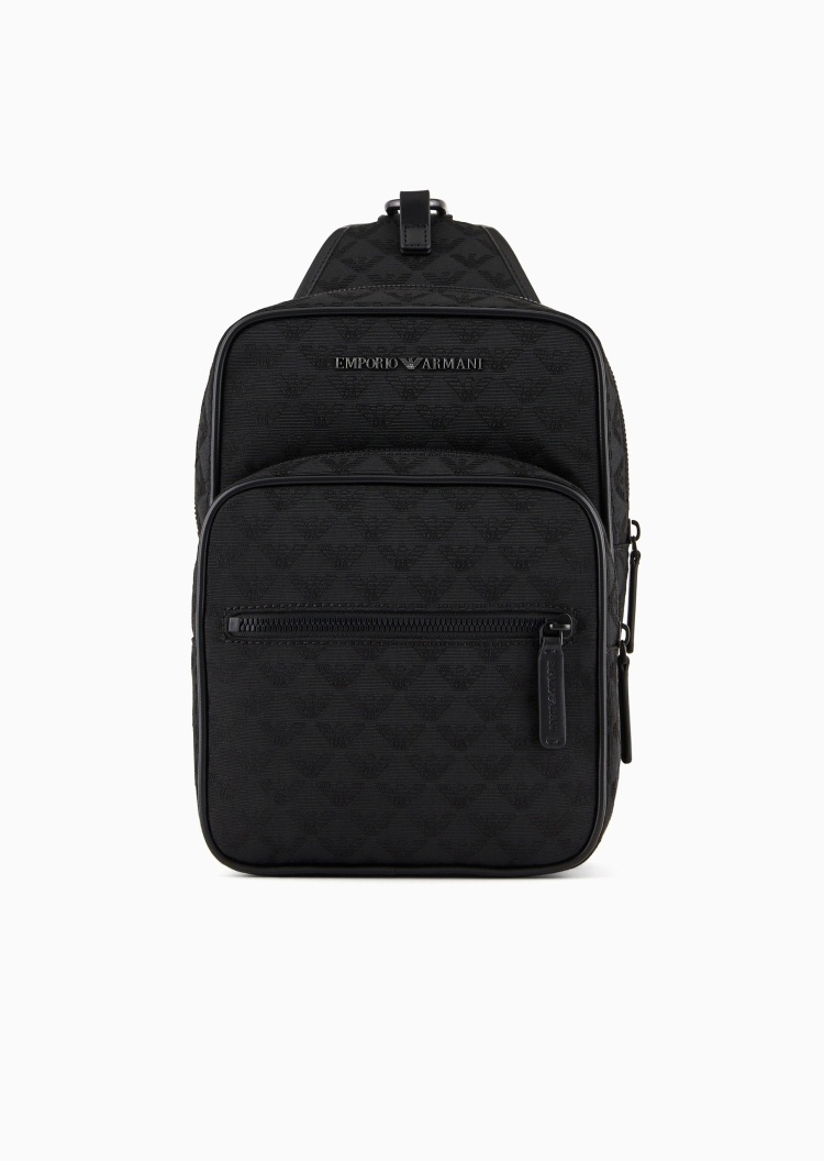 Emporio Armani 男士商务休闲复古老花通勤单肩斜挎腰包胸包
