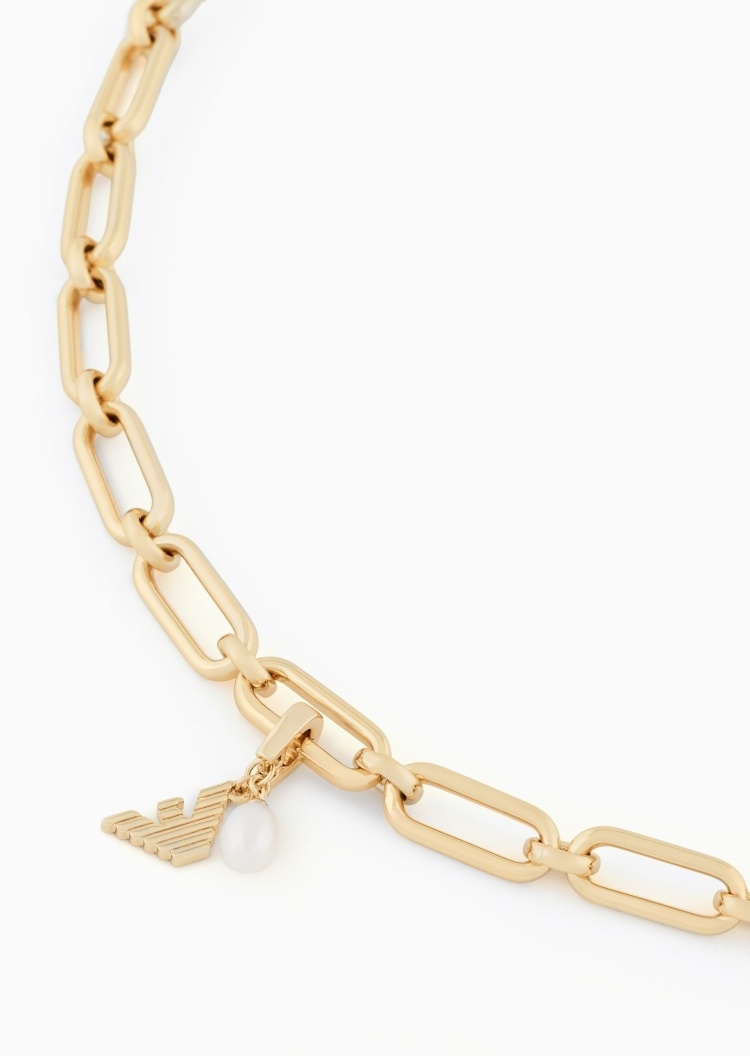 Emporio Armani 女士波状鹰标莹润珍珠优雅知性吊坠