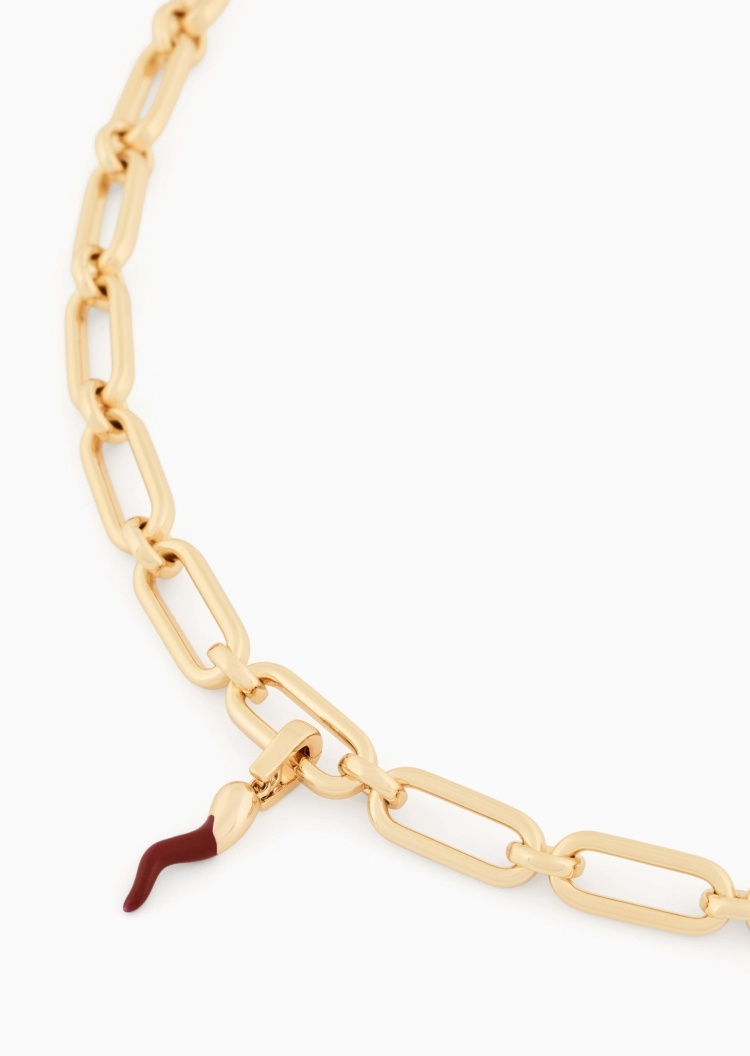 Emporio Armani 女士复古金色简约时尚小红角吊坠