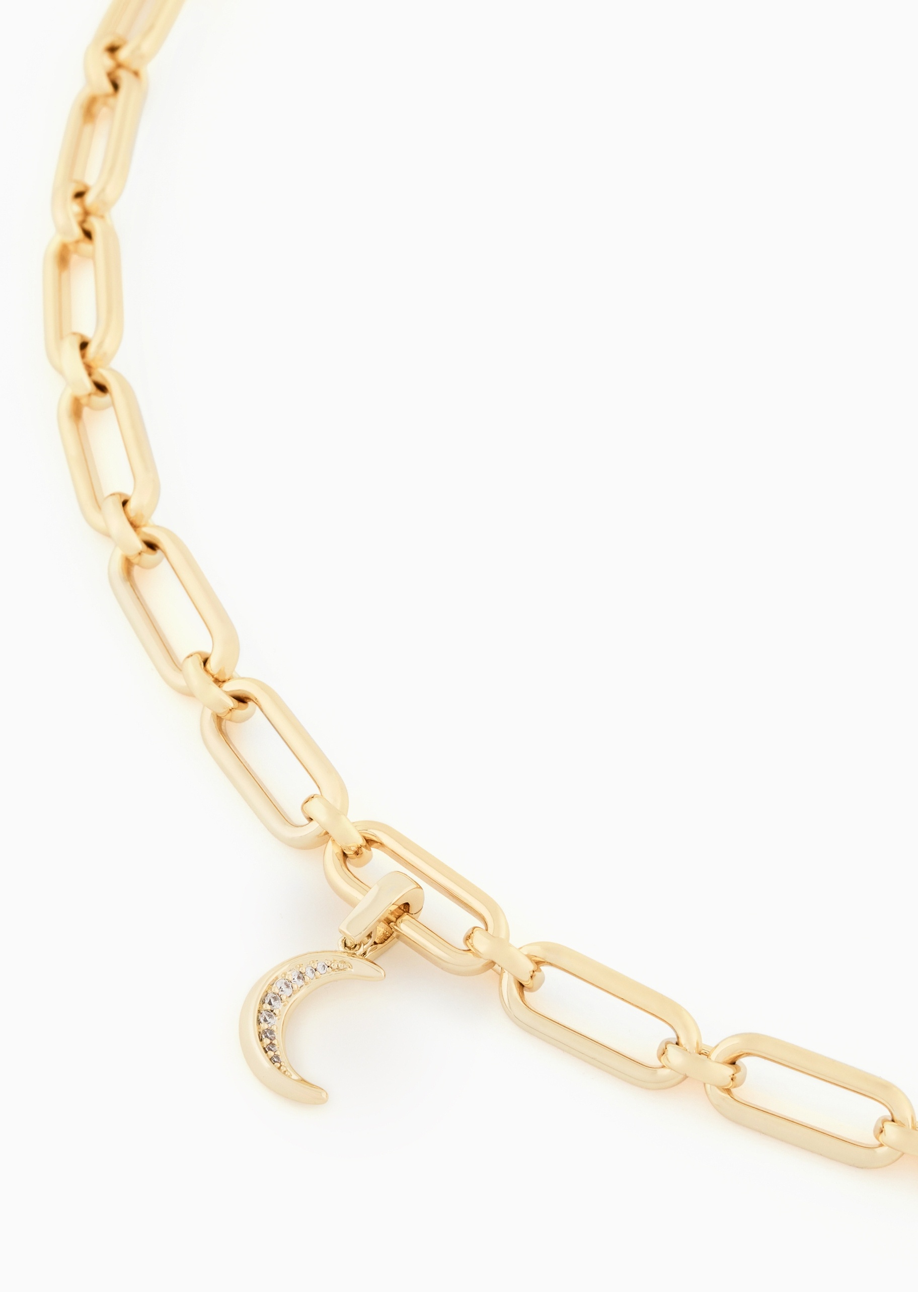 Emporio Armani 女士复古金色璀璨密镶月牙时尚吊坠