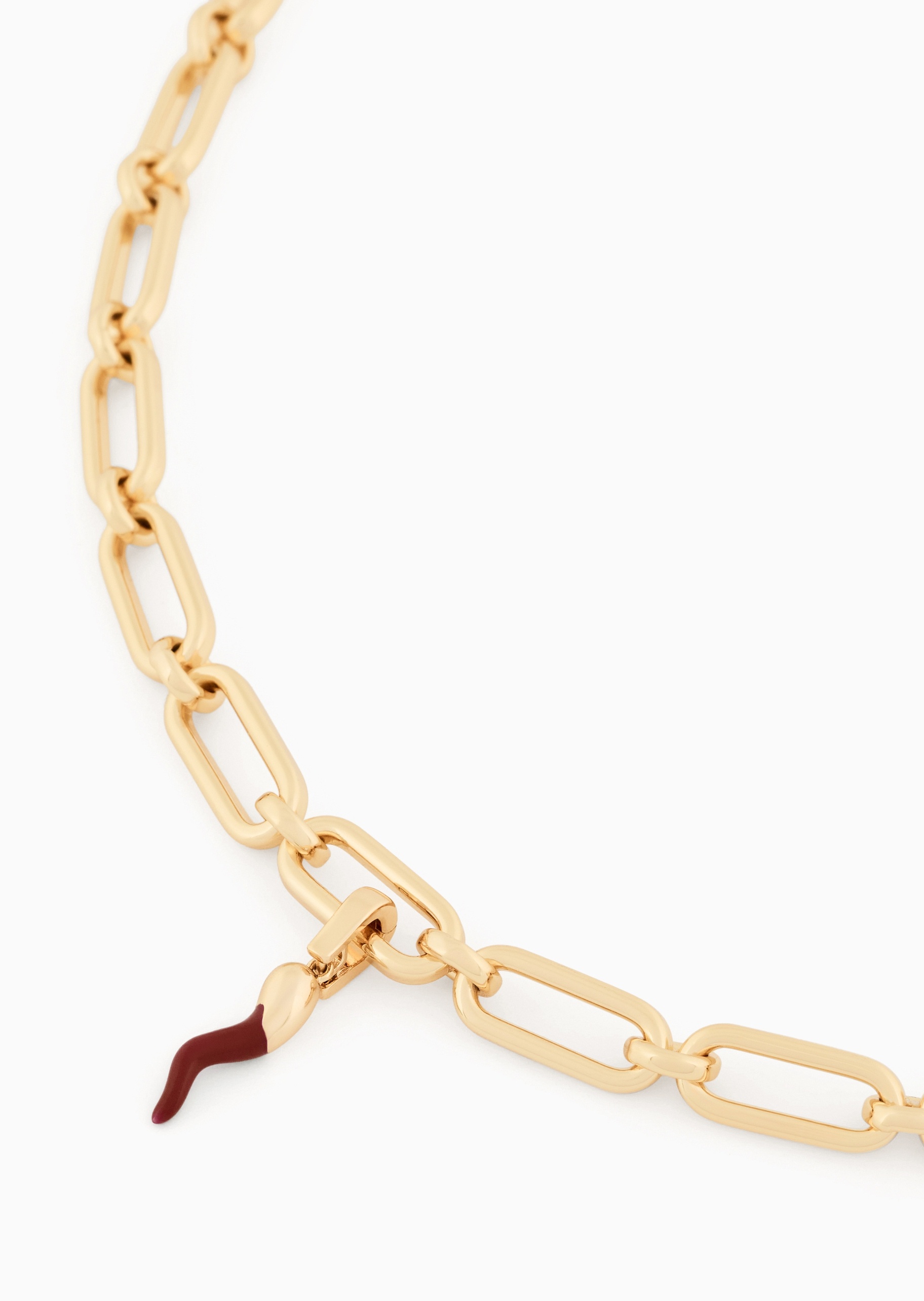 Emporio Armani 女士复古金色简约时尚小红角吊坠