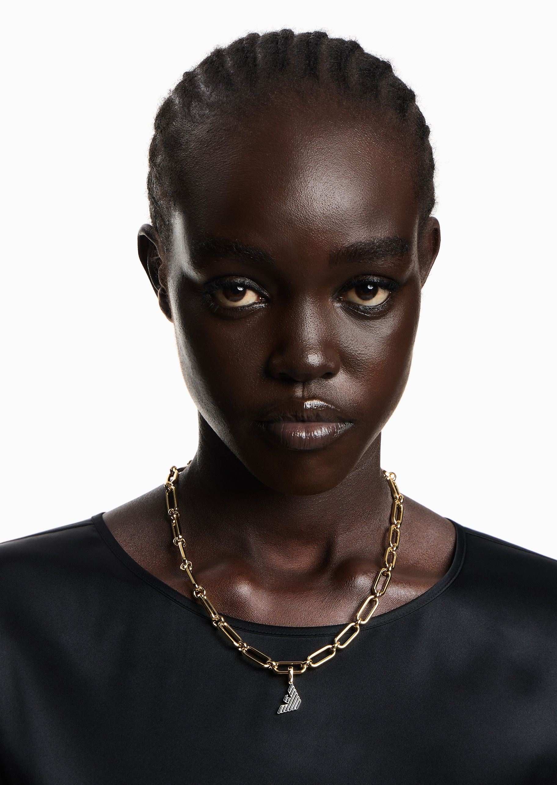 Emporio Armani 女士经典波状鹰标复古金色时尚吊坠