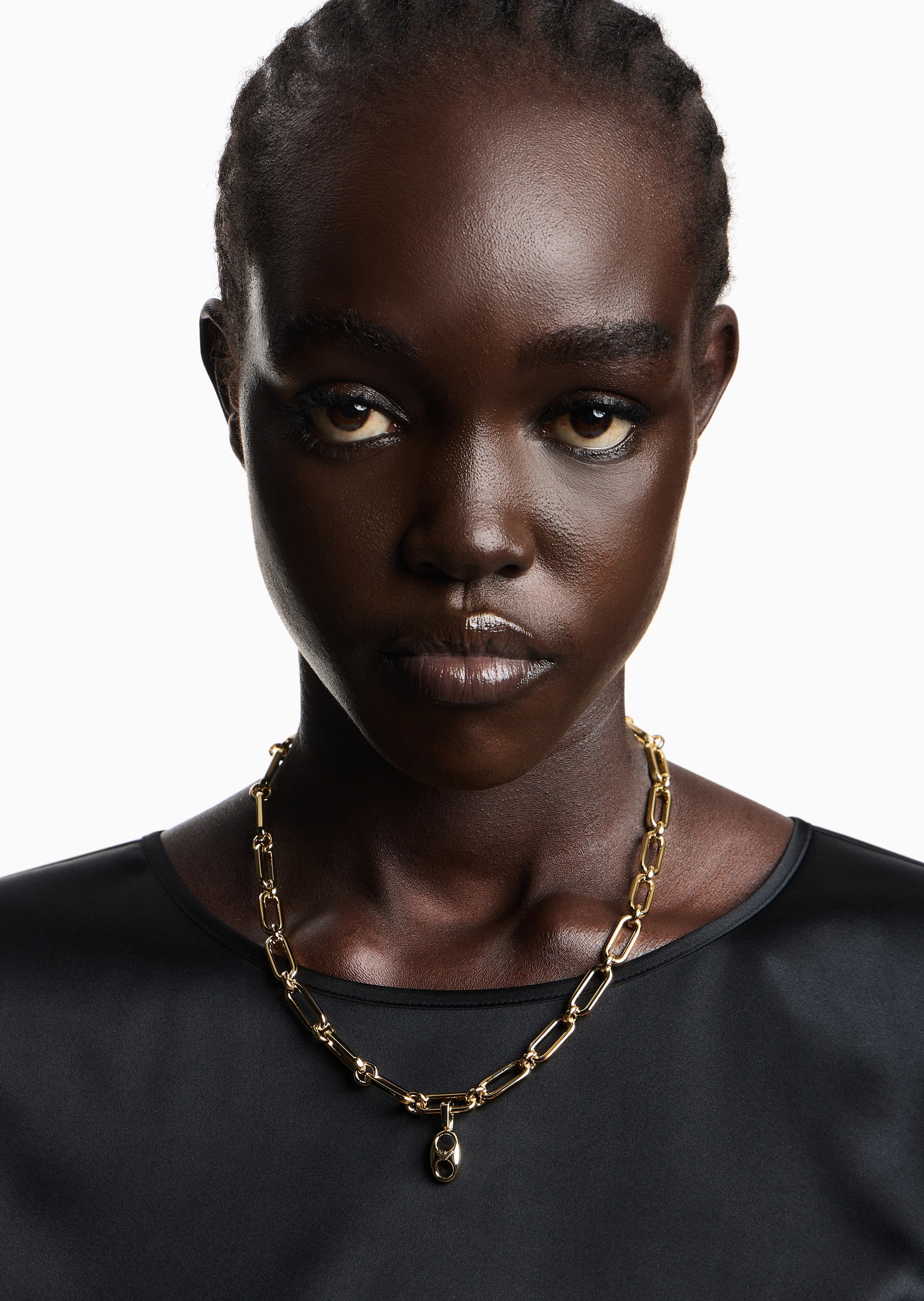 Emporio Armani 女士经典波状鹰标复古金色猪鼻吊坠