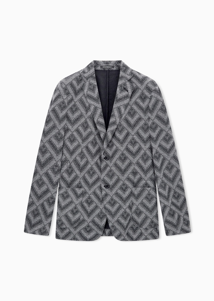 Emporio Armani 男士平驳领肌理感绅士风休闲西服西装外套