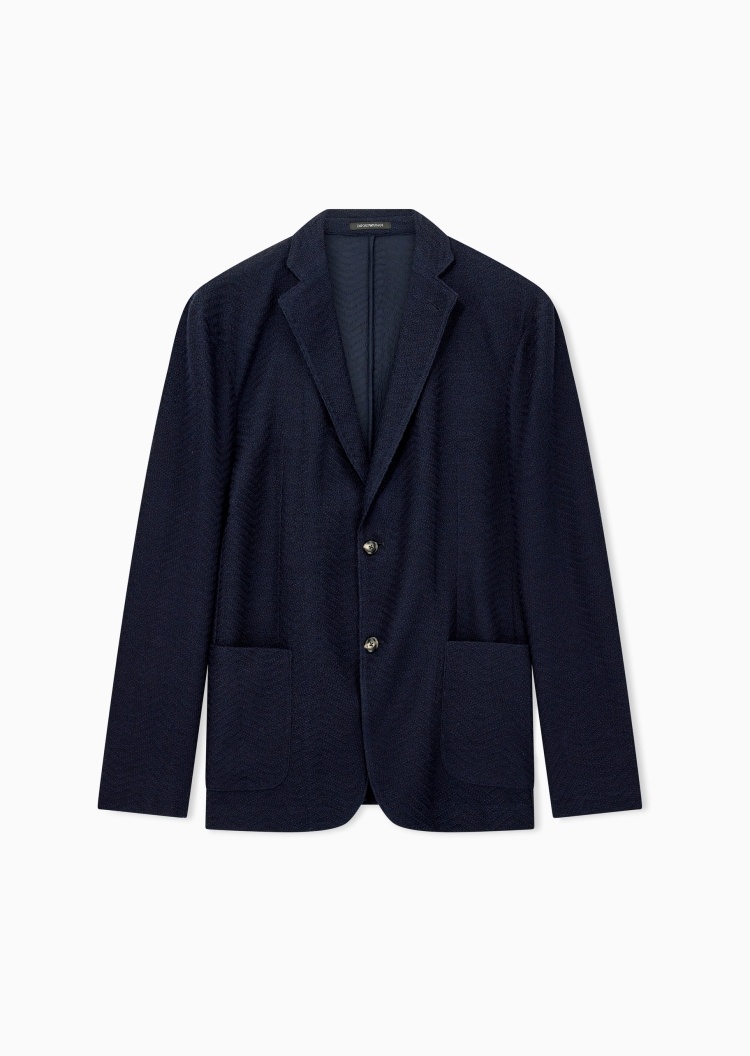 Emporio Armani 男士羊毛平驳领肌理感商务休闲西服西装外套