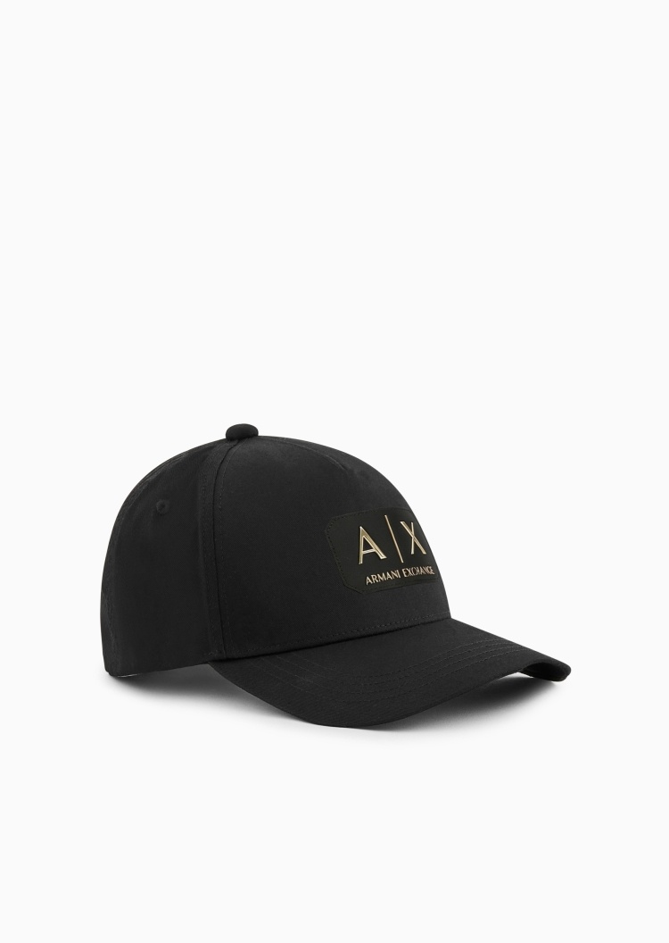 ARMANI EXCHANGE 男士纯棉排扣圆顶弯檐撞色标识棒球帽