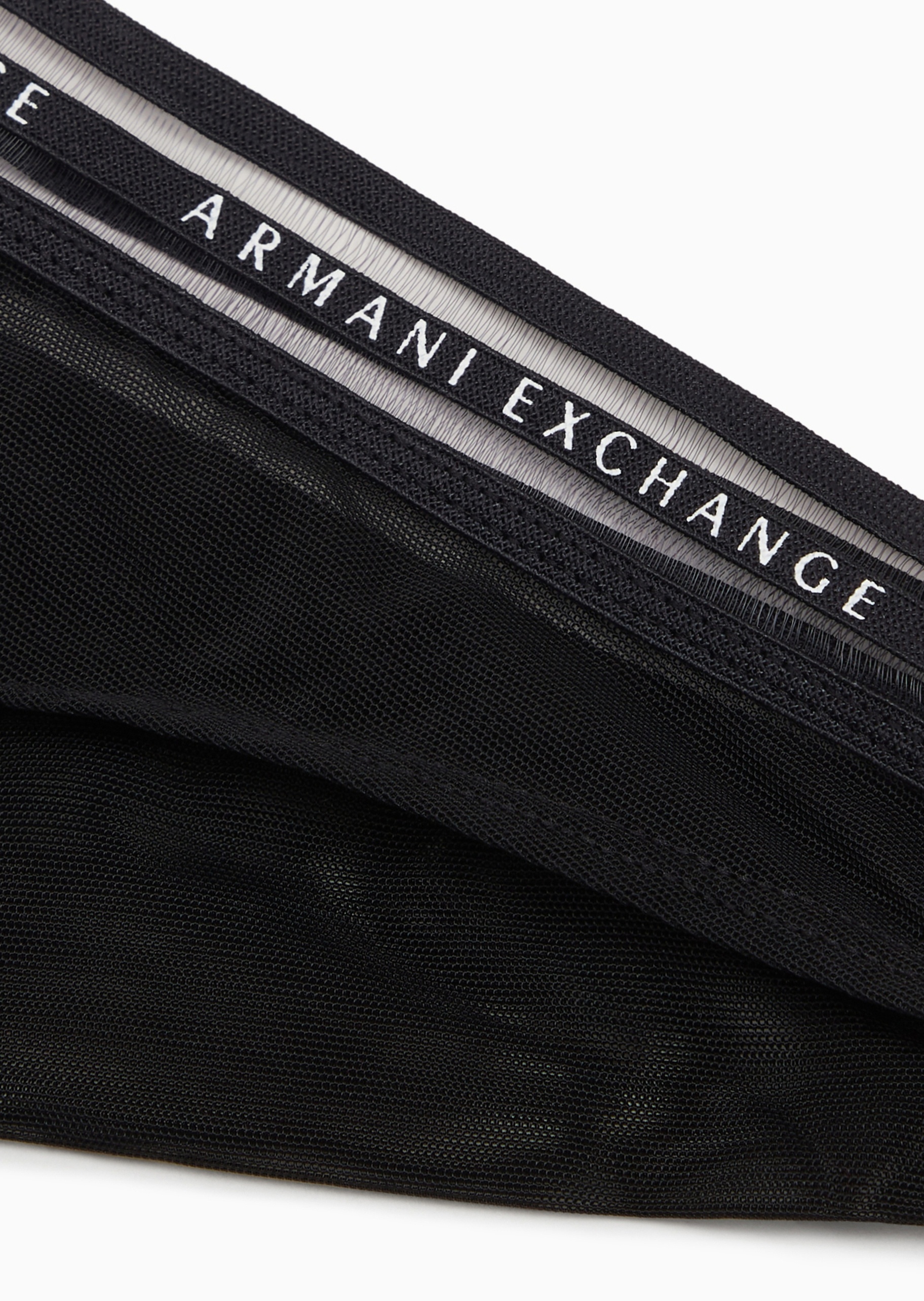 ARMANI EXCHANGE 女士弹力T型三角薄纱拼接徽标腰边内裤