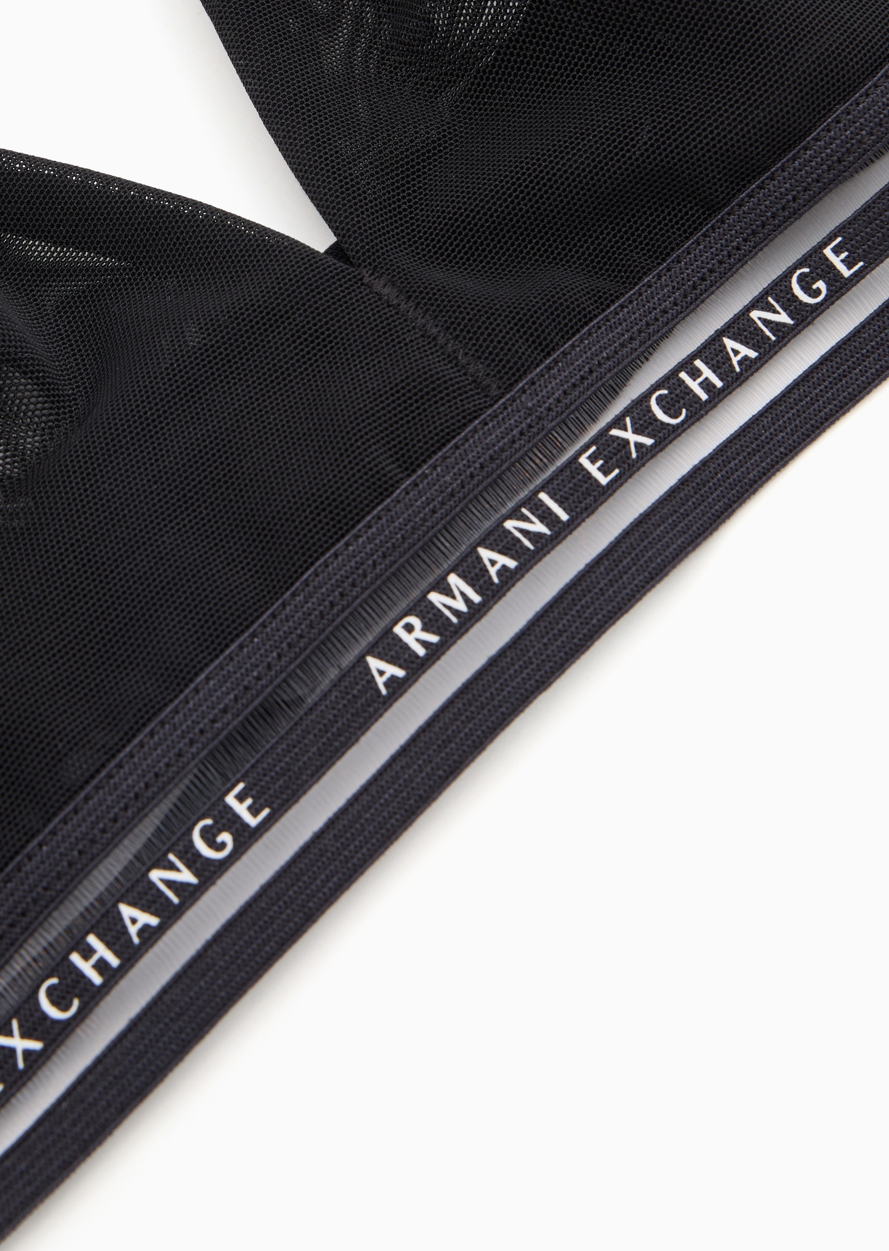 ARMANI EXCHANGE 女士弹力三角可调节肩带薄纱徽标饰边文胸