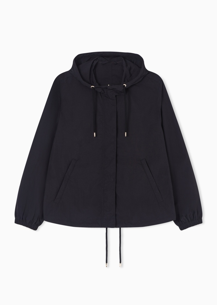 Emporio Armani 女士长袖连帽拉链按扣纯色休闲夹克