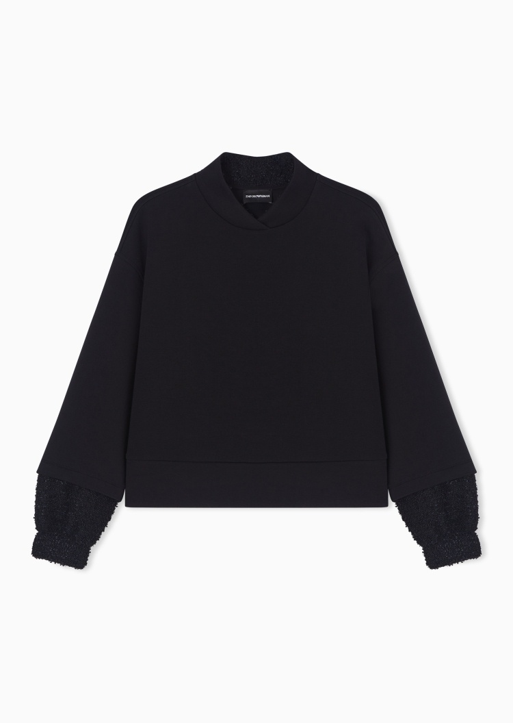 Emporio Armani 女士宽松短款休闲复古重磅卫衣