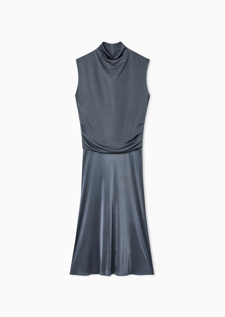 Giorgio Armani 女士无袖中长款立领垂感优雅连衣裙