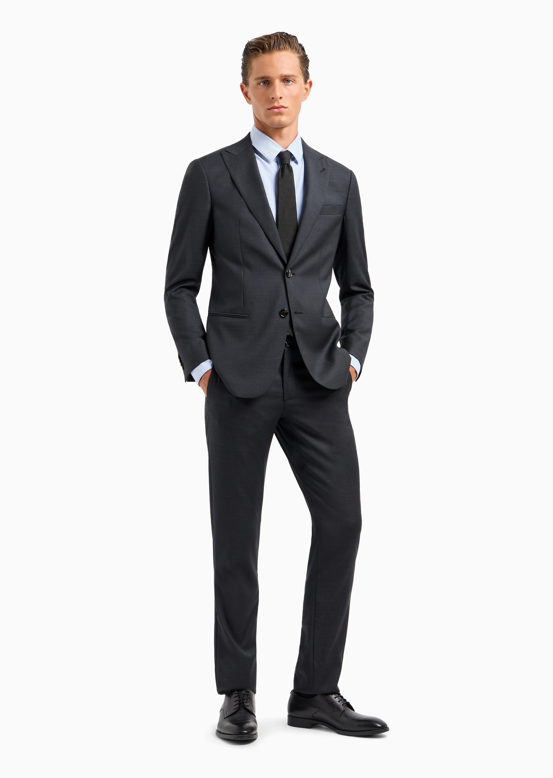Giorgio Armani 男士全绵羊毛枪驳领外套长裤西装套装