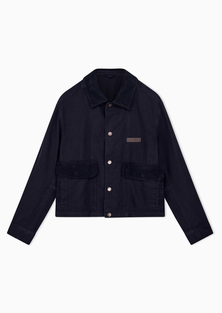 ARMANI EXCHANGE 男士长袖短款翻领老钱风牛仔工装夹克外套