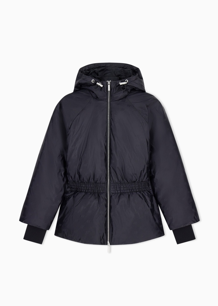 ARMANI EXCHANGE 女士短款连帽收腰印花通勤棉服外套
