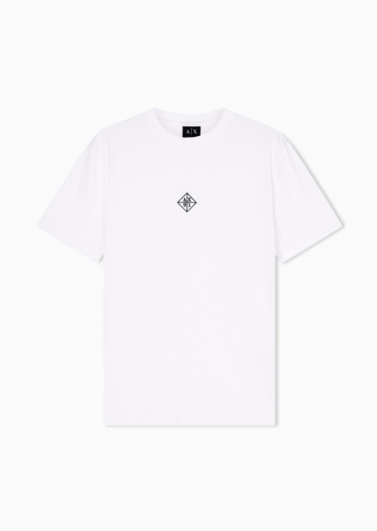 ARMANI EXCHANGE 男士纯棉合身短袖圆领撞色刺绣T恤