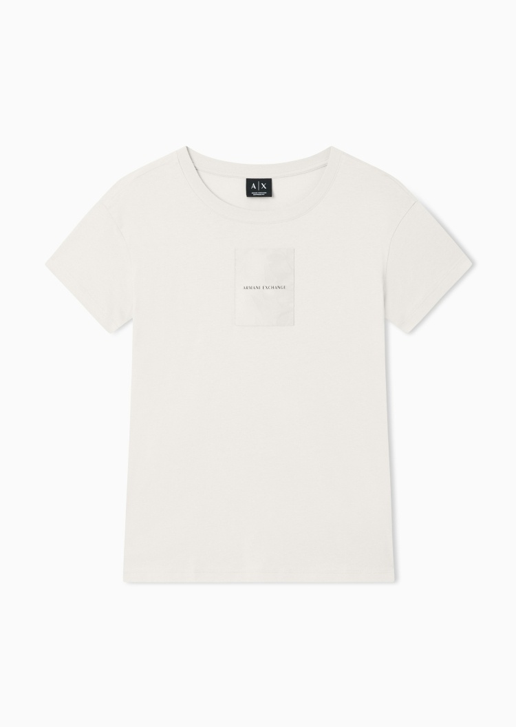 ARMANI EXCHANGE 女士纯棉轻薄宽松短袖圆领落肩T恤
